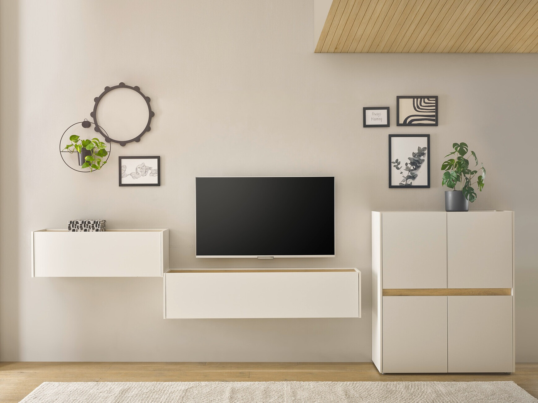 Σετ επίπλων σαλονιού Elbsori 148 (Άσπρο + Δρυς wotan)