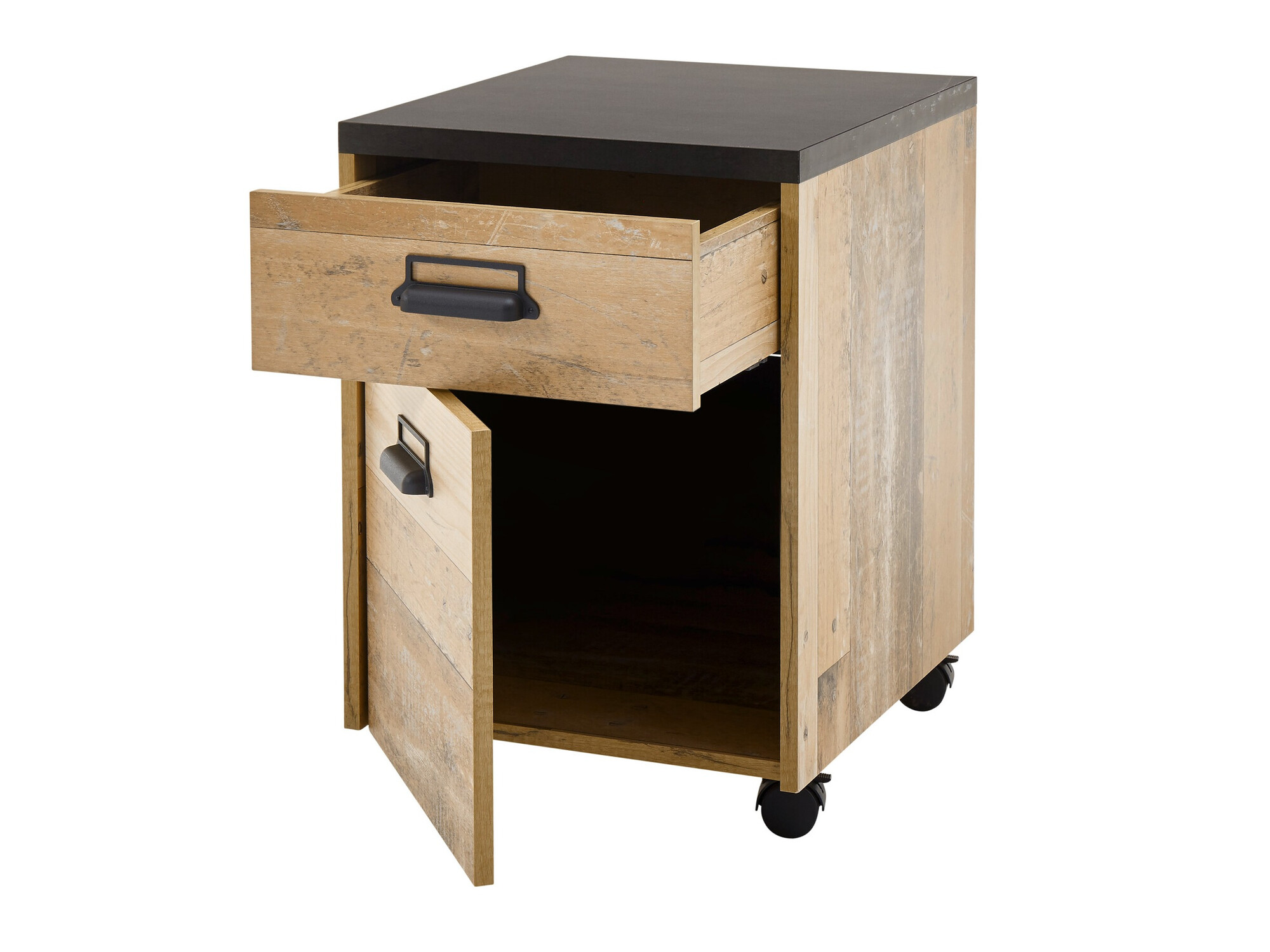 Under-desk pedestal Cirtale 103 (Aged wood + Anthracite)