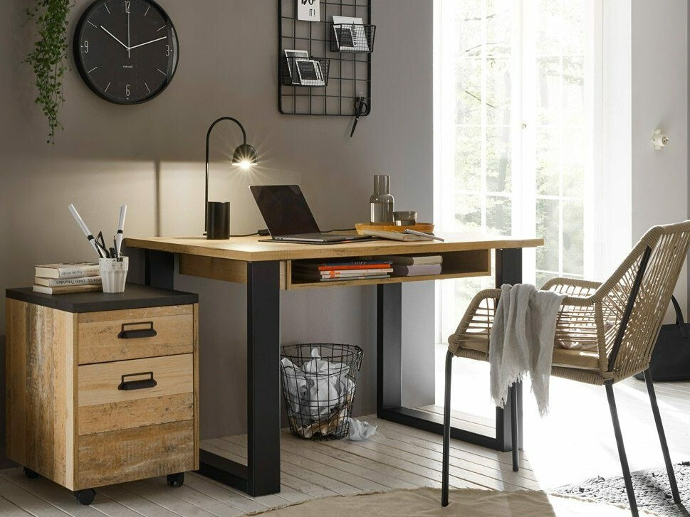 Under-desk pedestal Cirtale 103 (Aged wood + Anthracite)