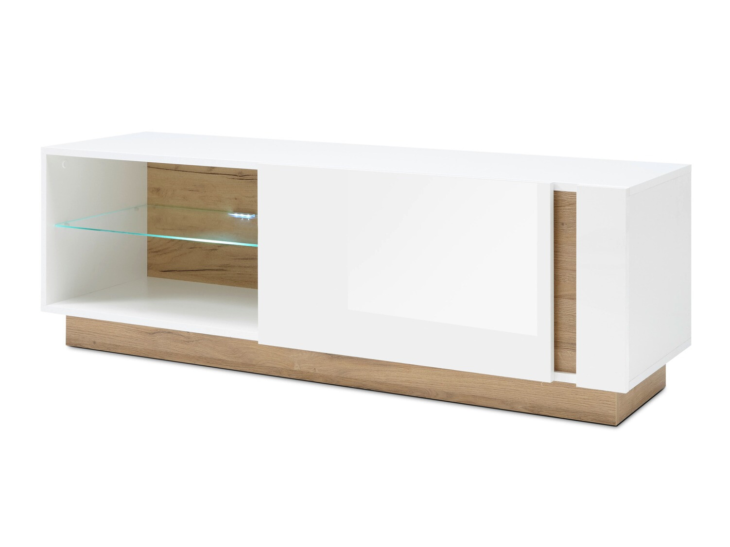 Έπιπλο τηλεόρασης Veropho 102 (Γυαλιστερό λευκό + Grandson δρυς)