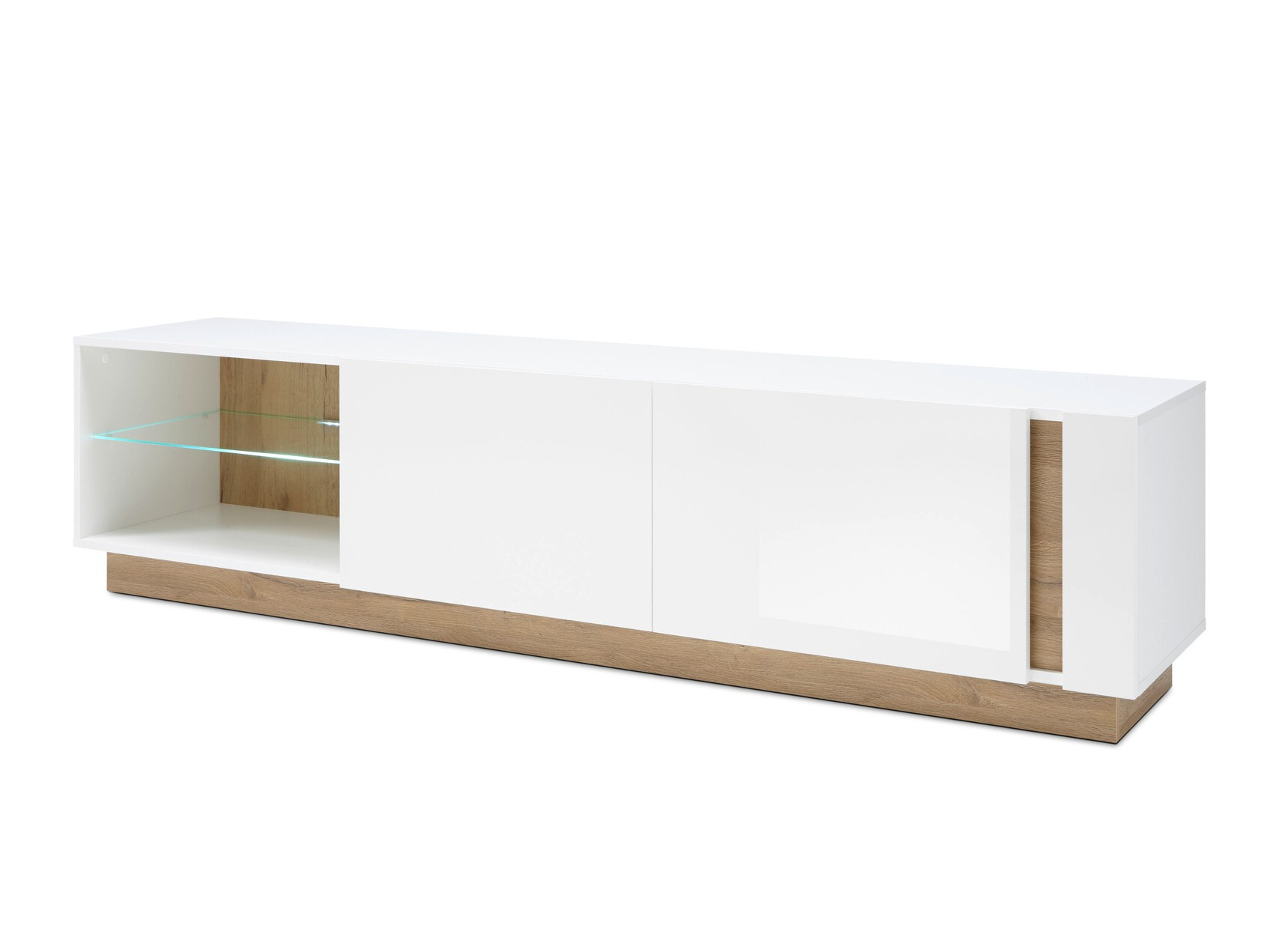 Έπιπλο τηλεόρασης Veropho 103 (Γυαλιστερό λευκό + Grandson δρυς)