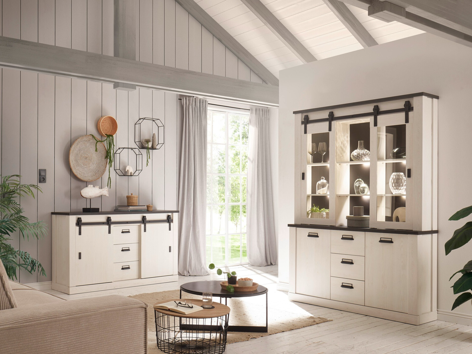 Βιβλιοθήκη Cirtale 110 (Λευκασμένο πεύκο + Antrahite)