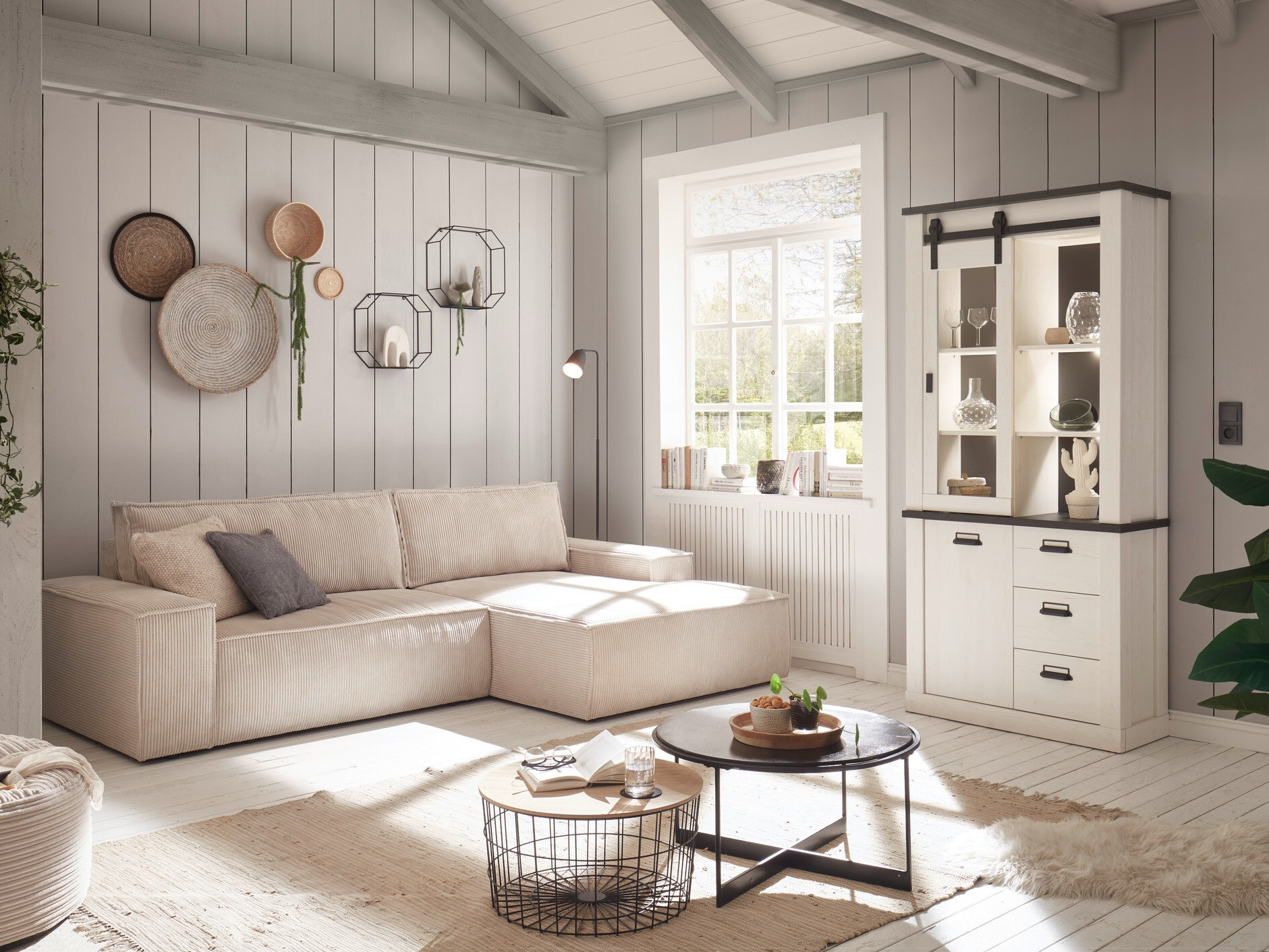 Βιβλιοθήκη Cirtale 114 (Λευκασμένο πεύκο + Antrahite)