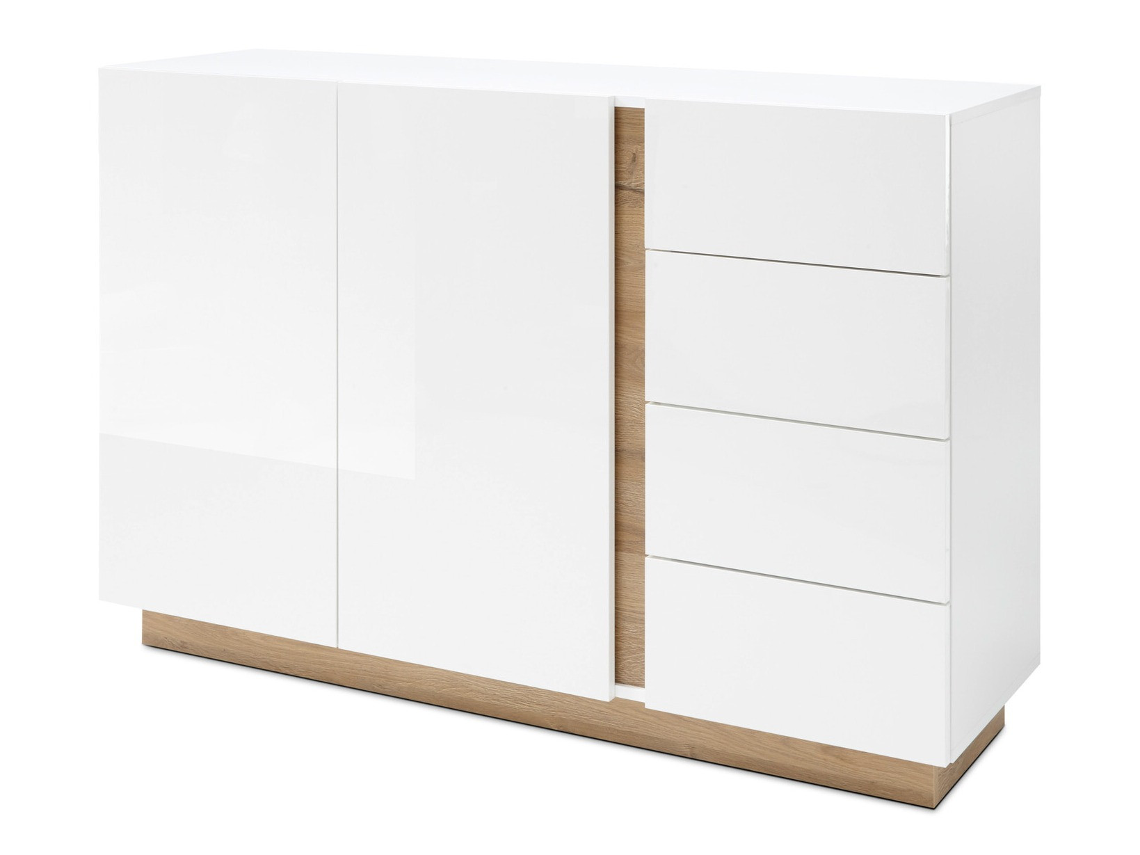 Chest of drawers Veropho 107 (Glossy white + Grandson oak)