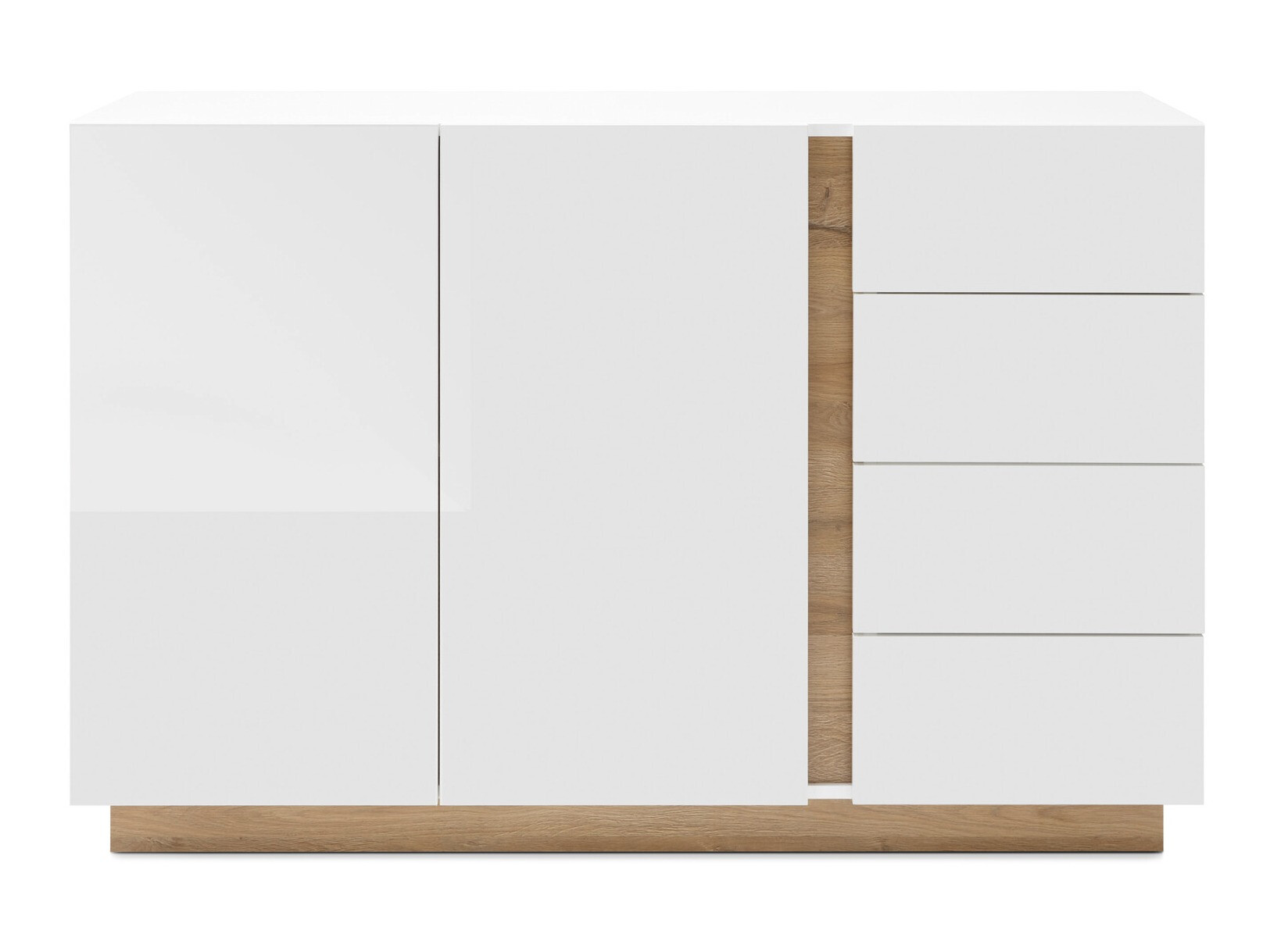 Chest of drawers Veropho 107 (Glossy white + Grandson oak)