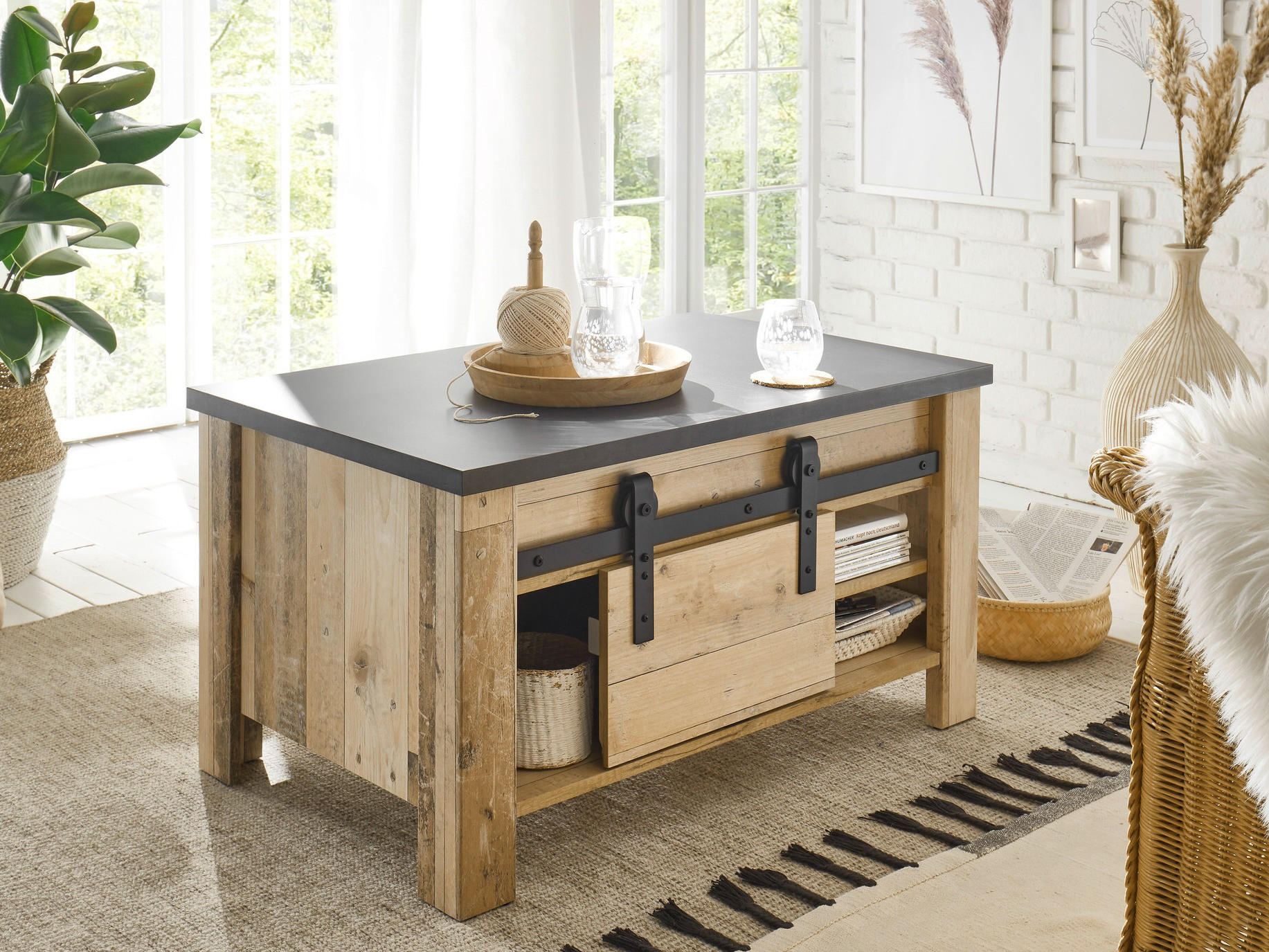 Coffee table Cirtale 111 (Anthracite + Aged wood)
