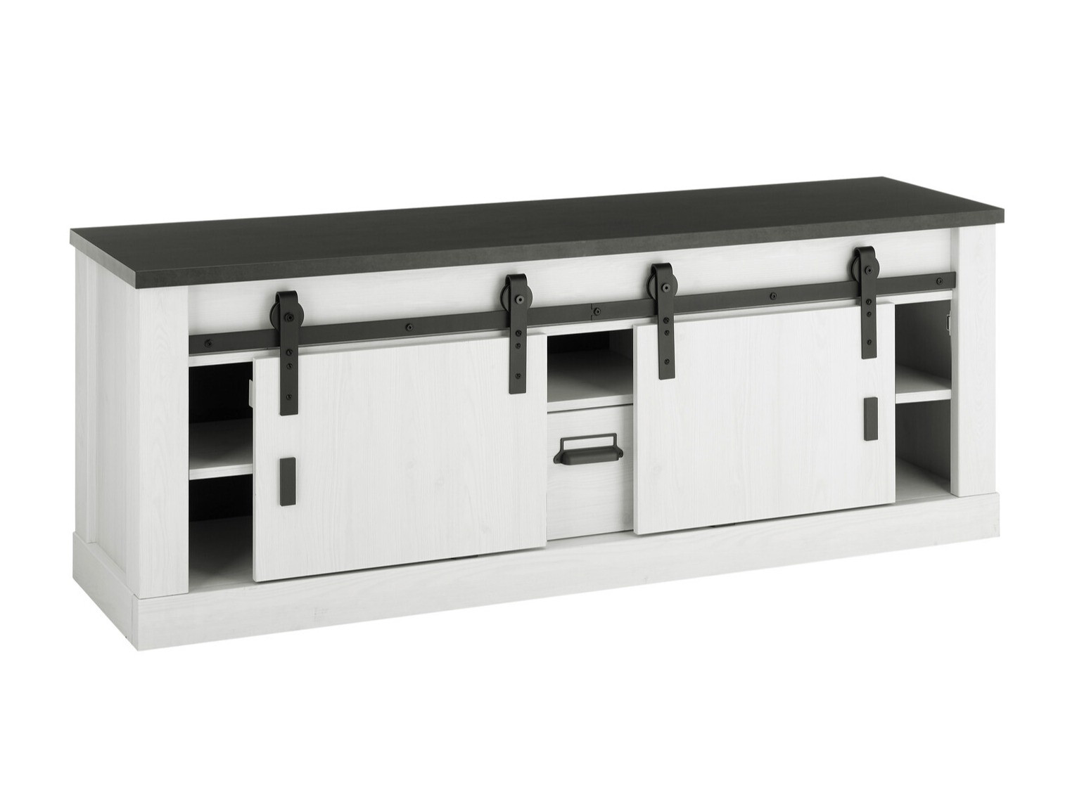 Έπιπλο τηλεόρασης Cirtale 112 (Ανθρακί + Λευκασμένο πεύκο)