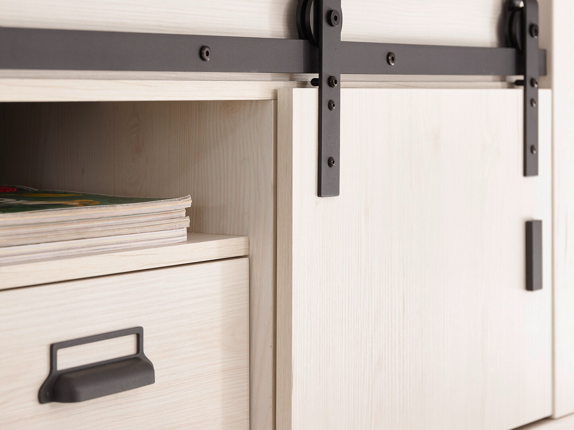 Έπιπλο τηλεόρασης Cirtale 112 (Ανθρακί + Λευκασμένο πεύκο)