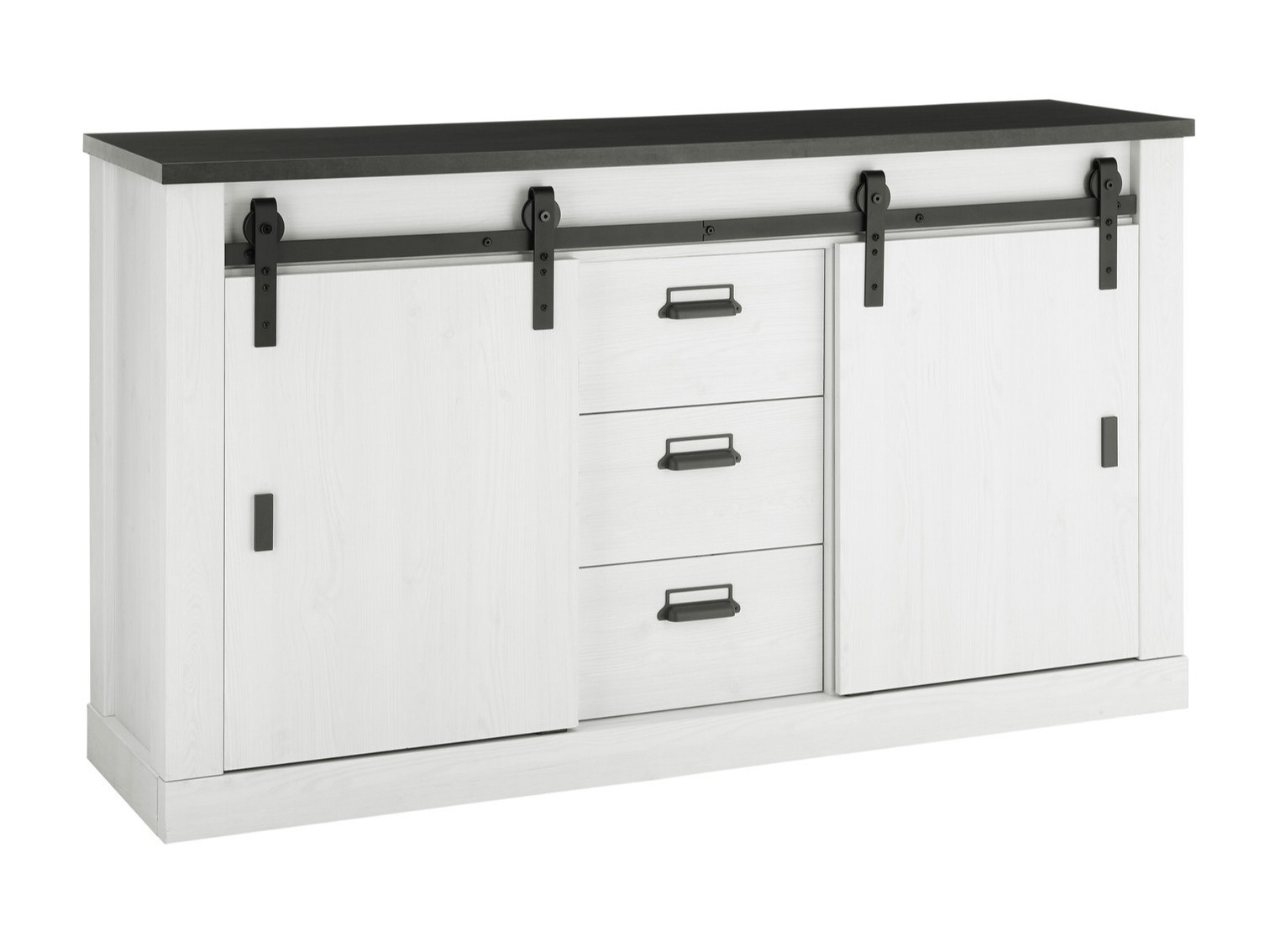 Συρταριέρα Cirtale 116 (Ανθρακί + Λευκασμένο πεύκο)