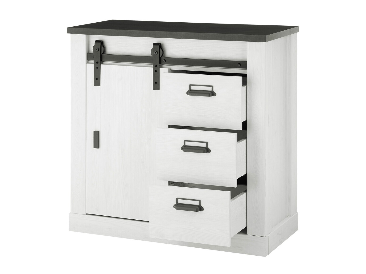 Συρταριέρα Cirtale 117 (Ανθρακί + Λευκασμένο πεύκο)