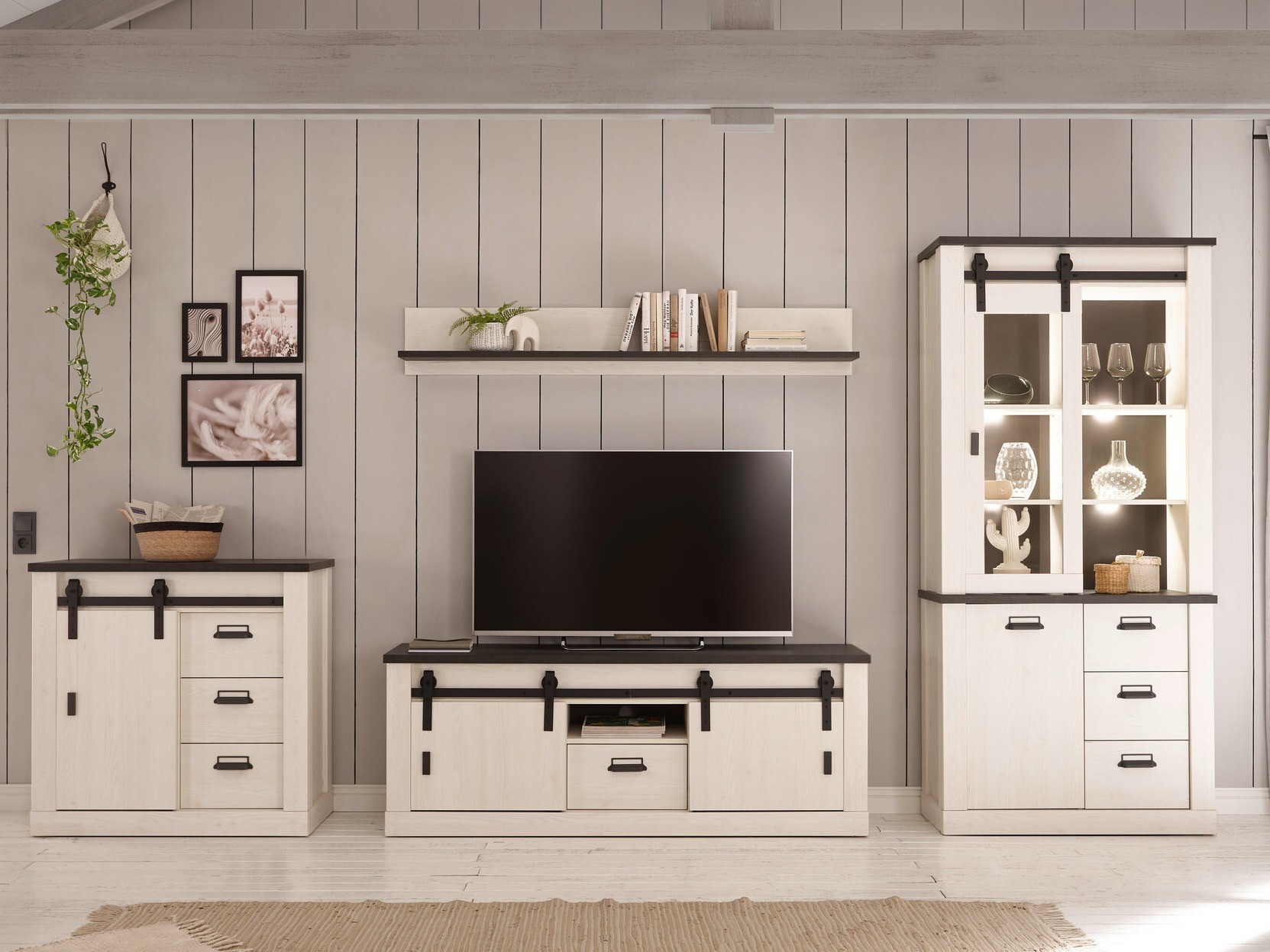 Συρταριέρα Cirtale 117 (Ανθρακί + Λευκασμένο πεύκο)