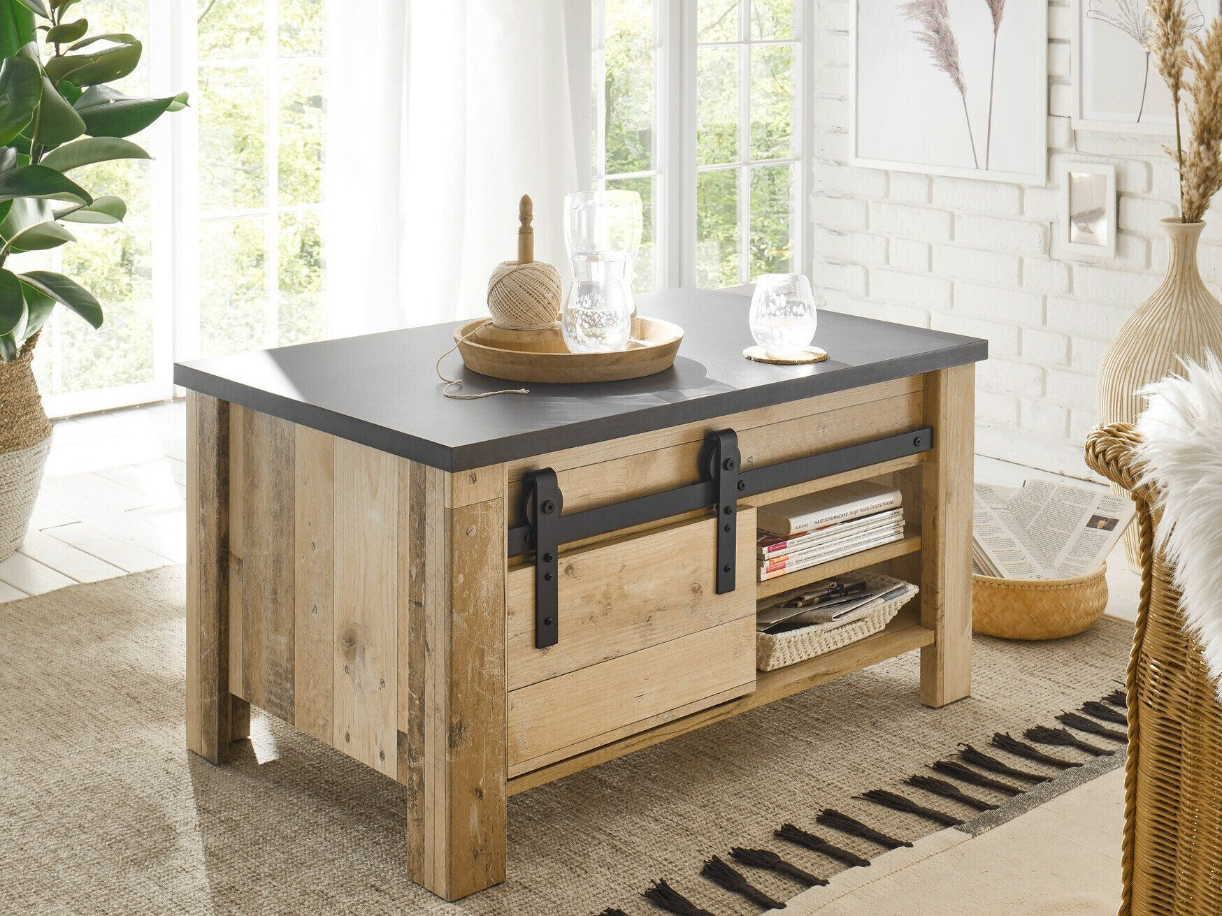 Coffee table Cirtale 111 (Anthracite + Aged wood)