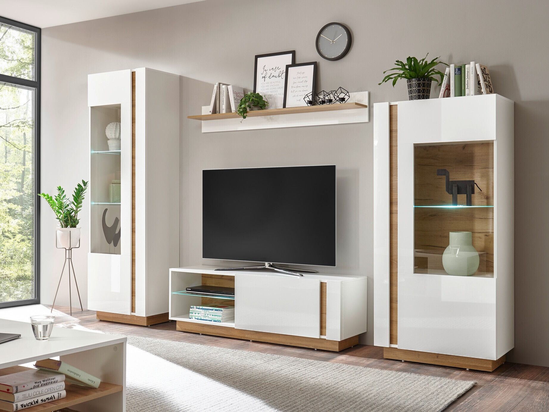 Living room set Veropho 110 (Glossy white + Grandson oak)