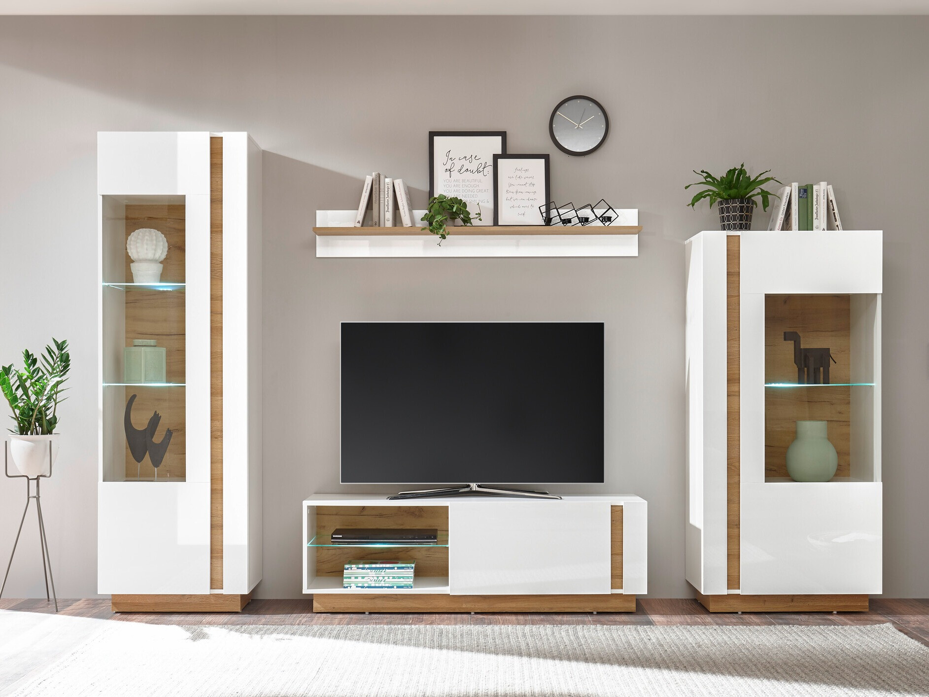 Living room set Veropho 110 (Glossy white + Grandson oak)