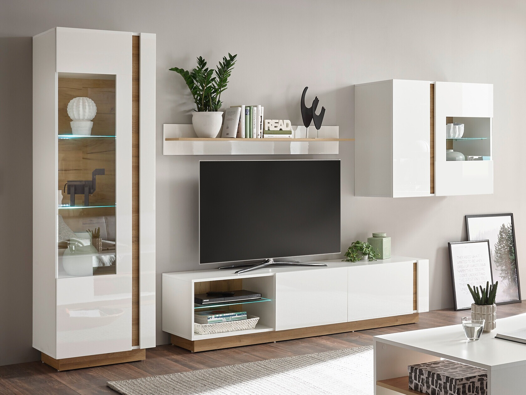 Living room set Veropho 113 (Glossy white + Grandson oak)