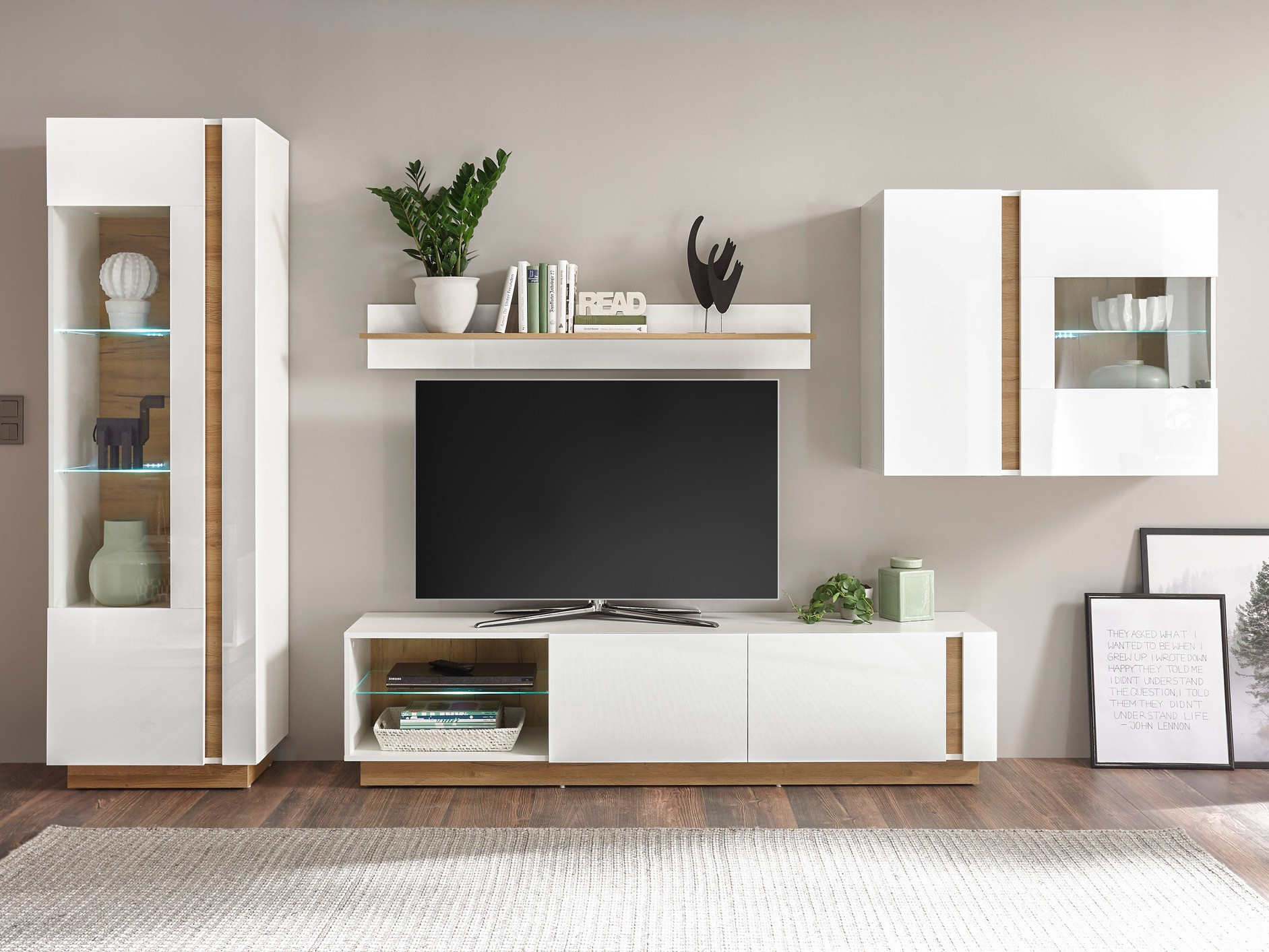 Living room set Veropho 113 (Glossy white + Grandson oak)