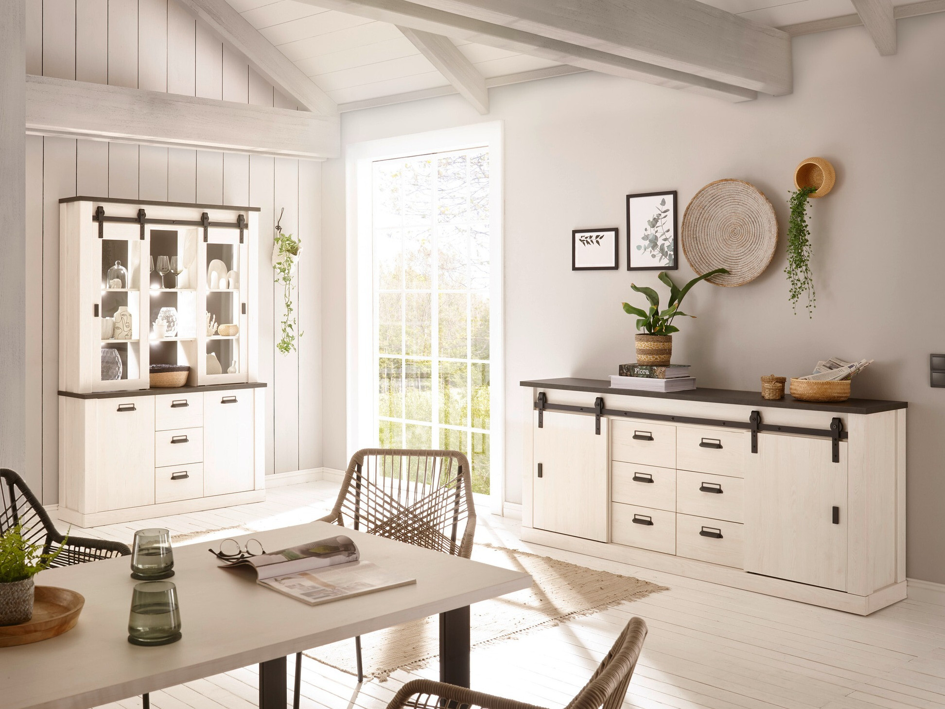 Συρταριέρα Cirtale 118 (Ανθρακί + Λευκασμένο πεύκο)