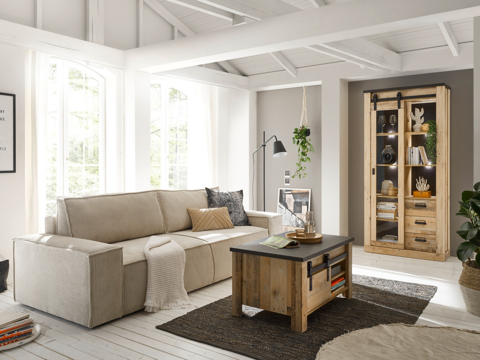 Βιβλιοθήκη Cirtale 121 (Παλαιωμένο χρώμα ξύλου + Ανθρακί)