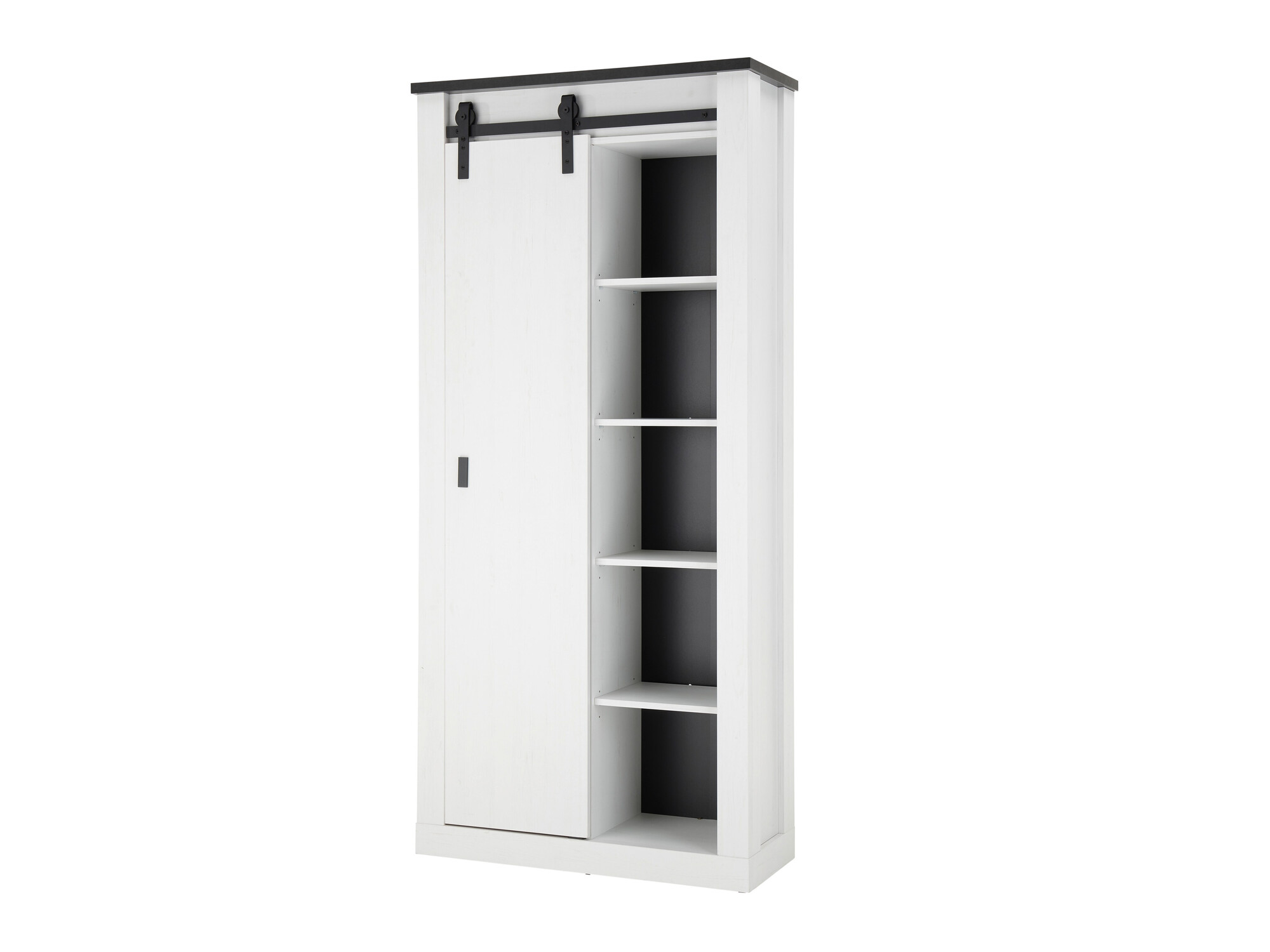 Bookcase Cirtale 122 (Bleached pine + Anthracite)