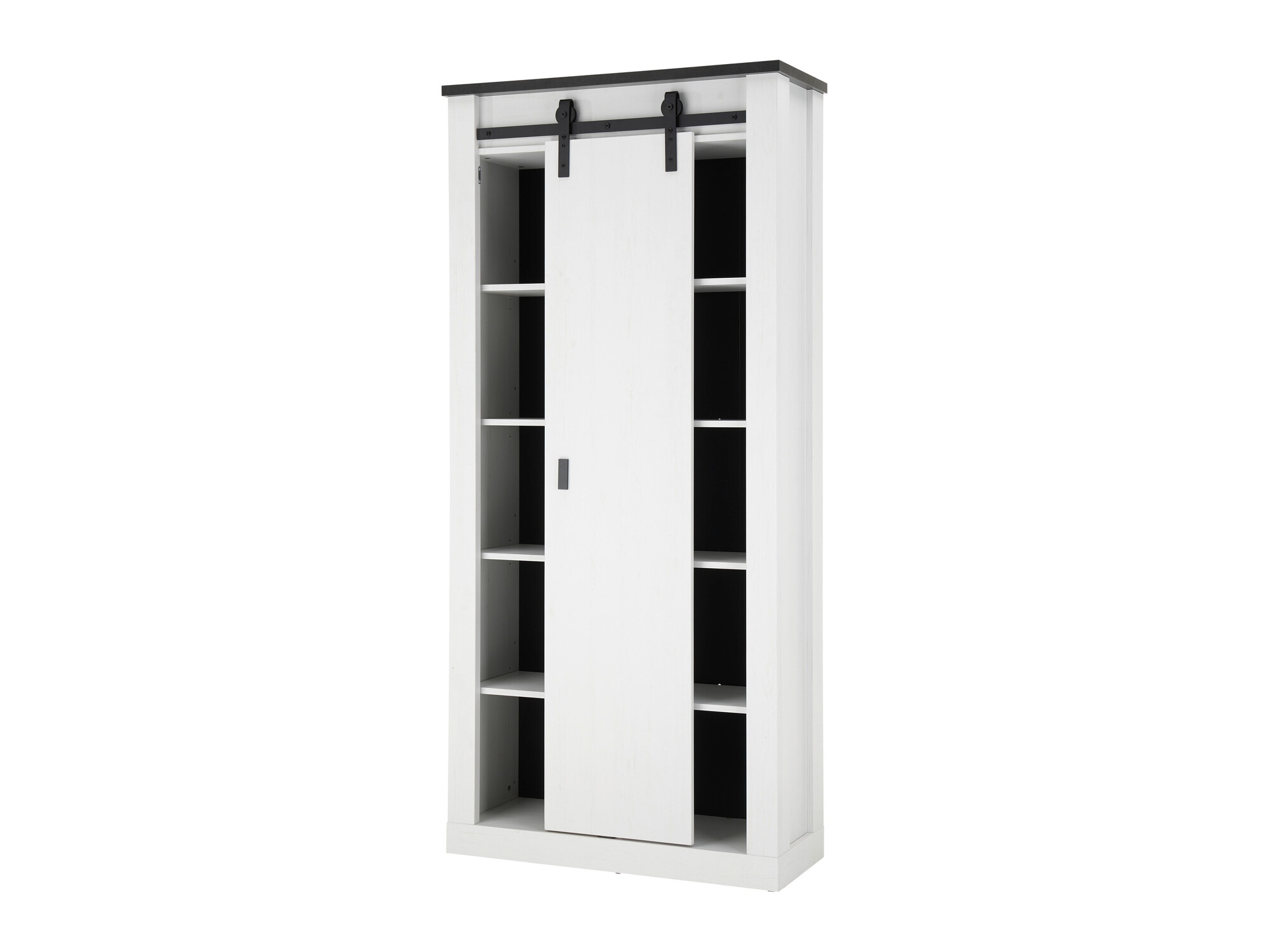 Bookcase Cirtale 122 (Bleached pine + Anthracite)