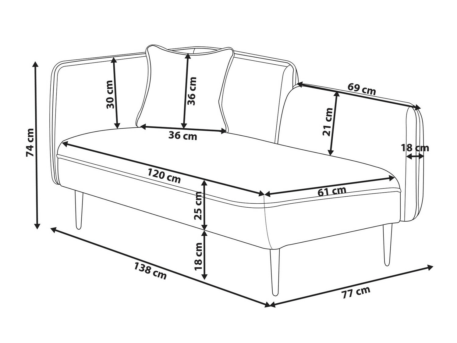 Chaise longue Berwyn 311 (Beige)