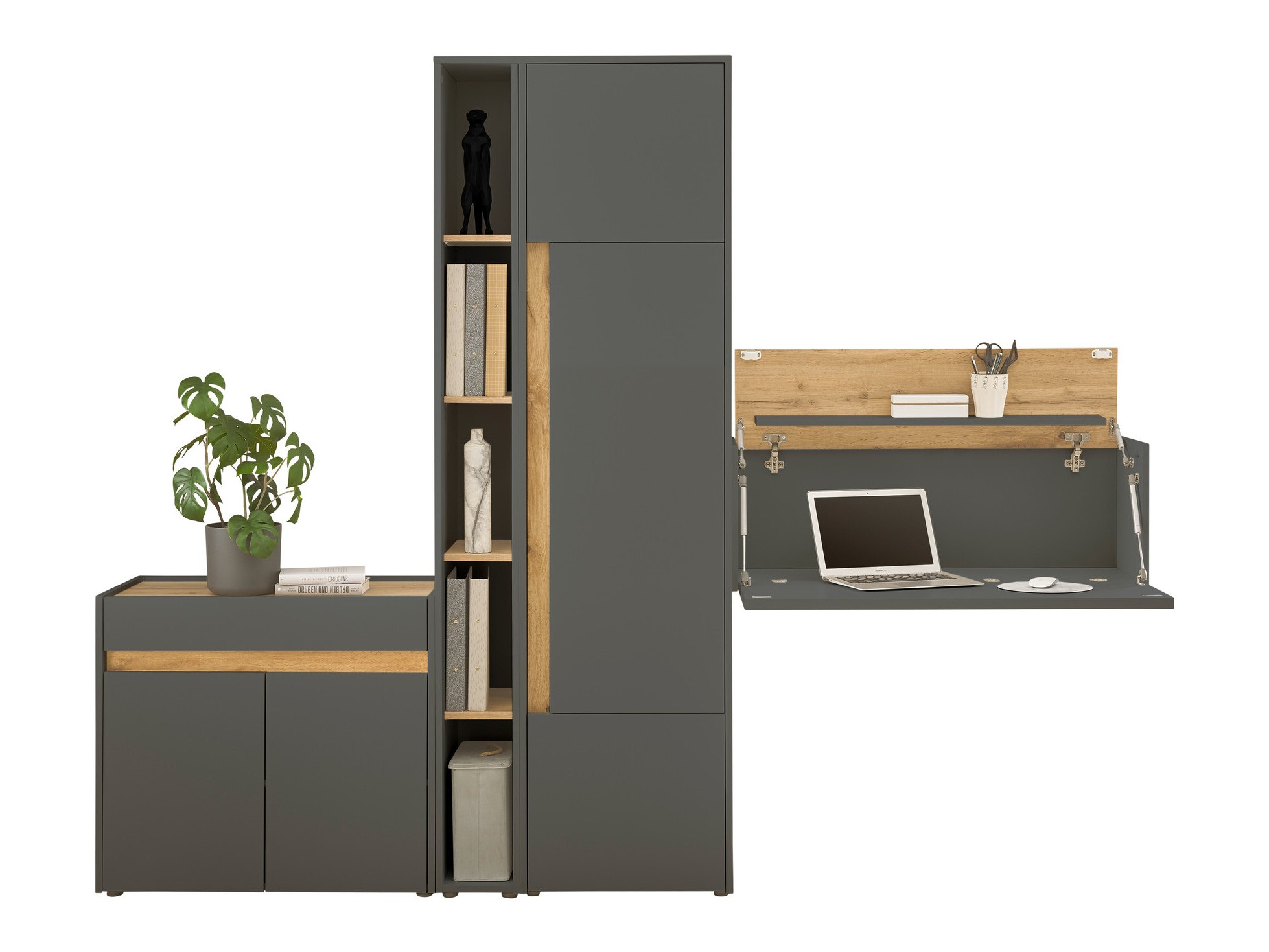 Furniture set Elbsori 156 (Anthracite + Wotan Oak)