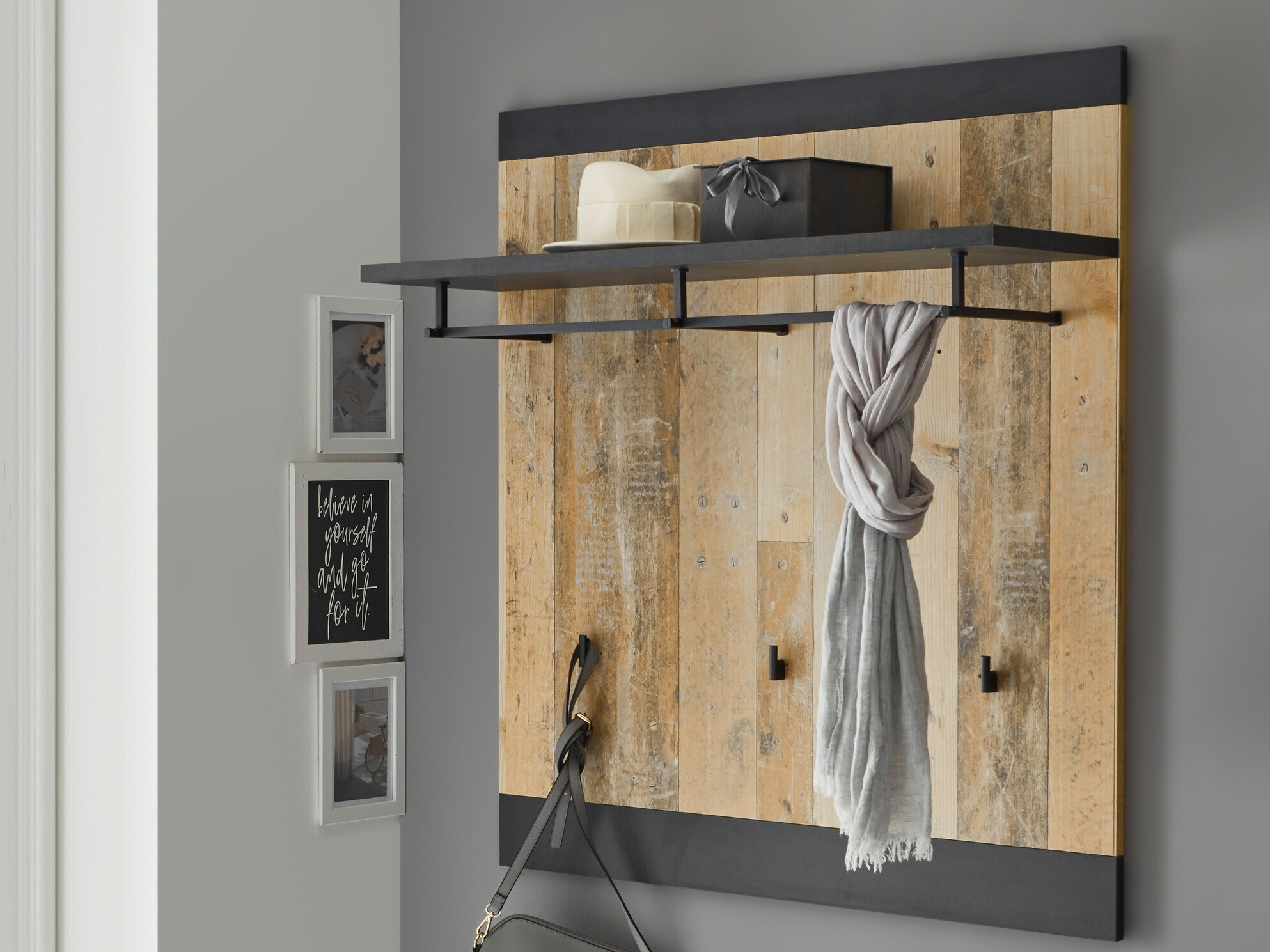 Coat rack Cirtale 126 (Anthracite + Aged wood)