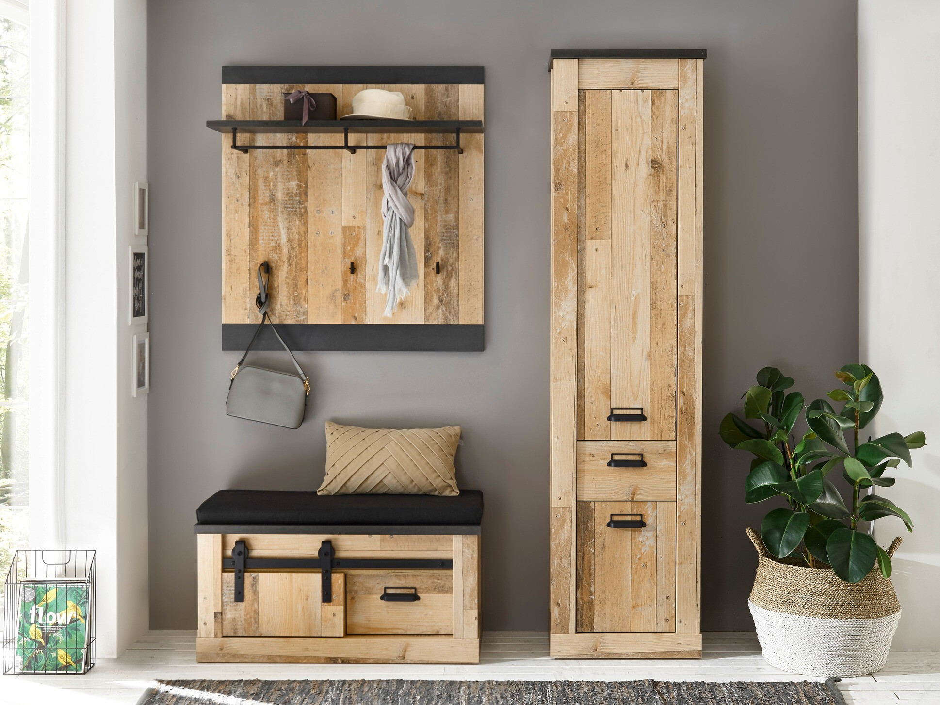 Coat rack Cirtale 126 (Anthracite + Aged wood)