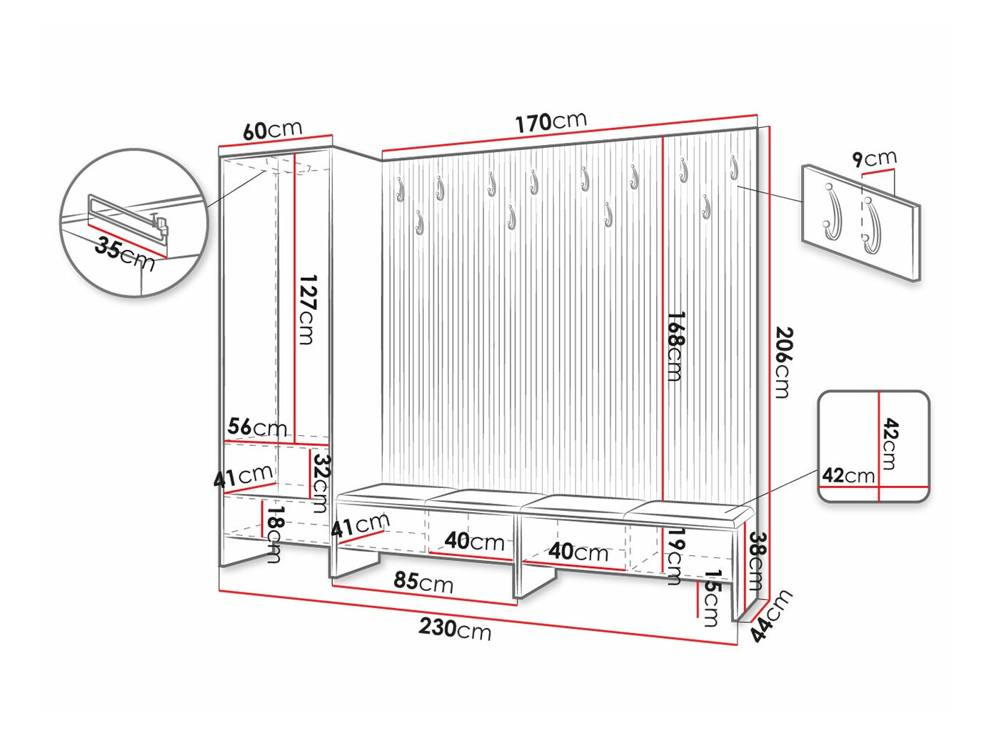 Σετ διαδρόμου Donio VI (Artisan βελανιδιά + Manila 02)