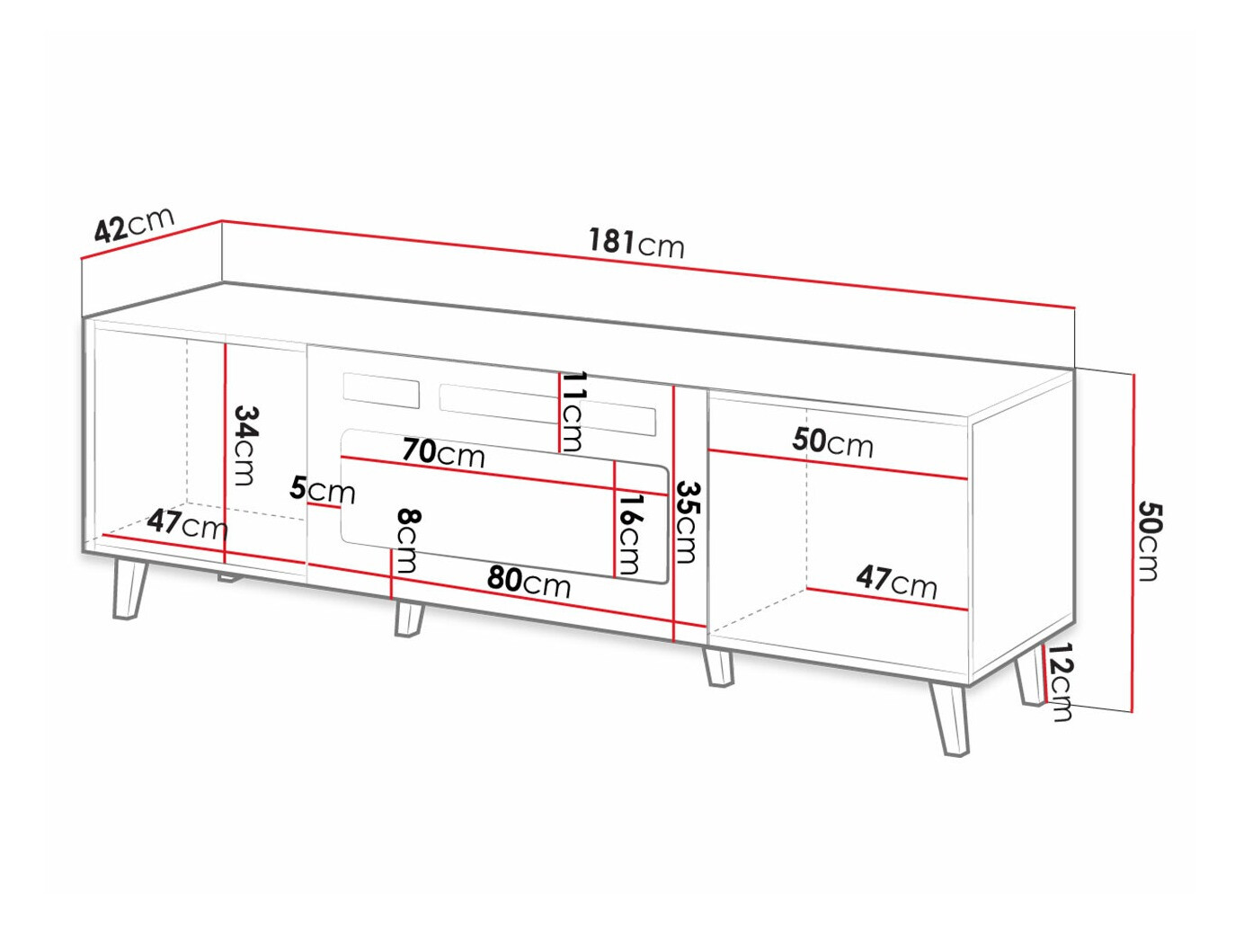 Έπιπλο τηλεόρασης Dicto II (Άσπρο + Μαύρο)