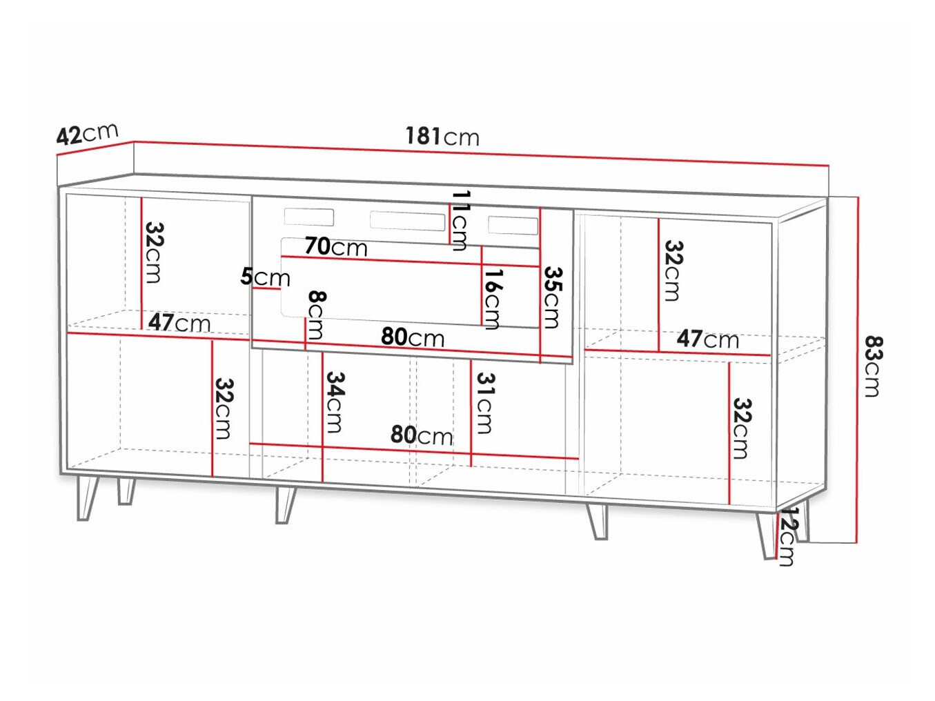Μπουφέ Dicto I (Μαύρο + Χρυσό)