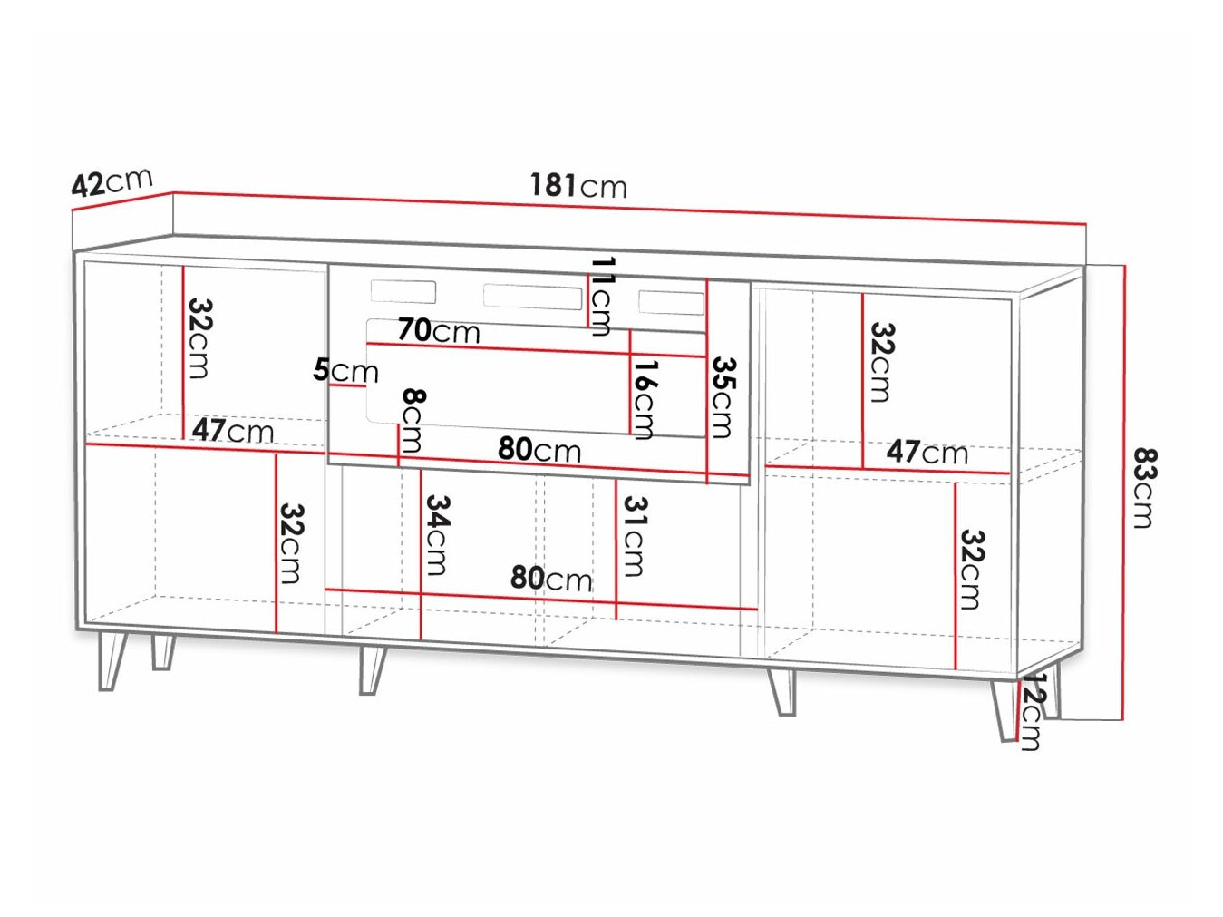 Μπουφέ Dicto I (Μαύρο + Χρυσό)
