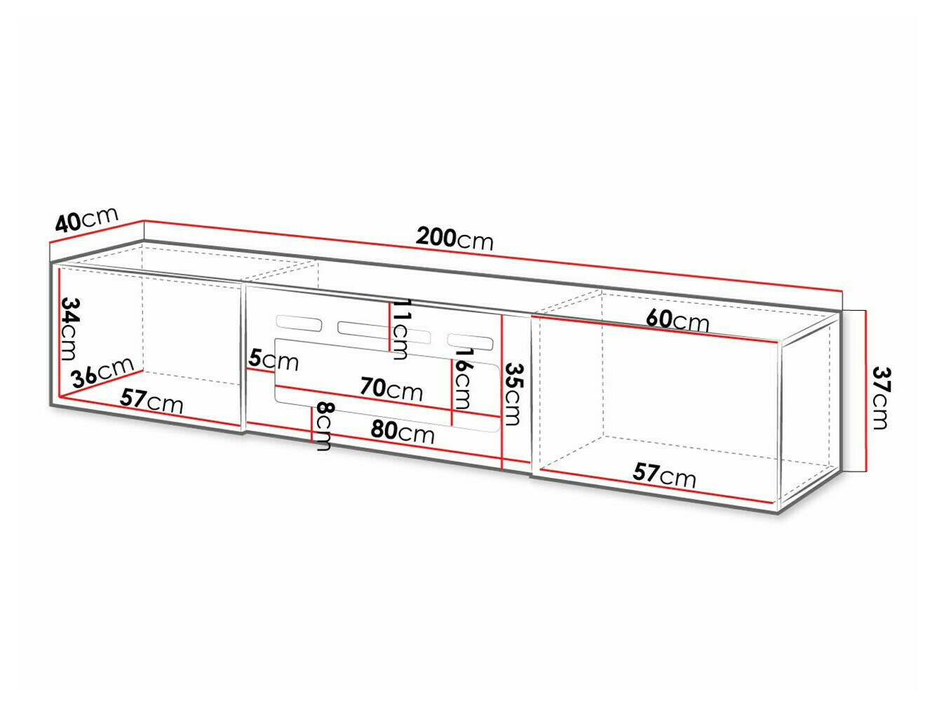 Έπιπλο τηλεόρασης Imago I (Άσπρο + Γυαλιστερό λευκό)