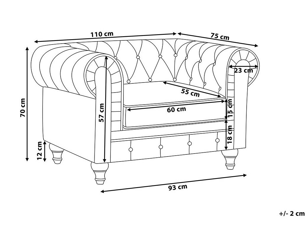 Πολυθρόνα Αγγλικού στυλ Cirdoro 102 (Γραφίτης)