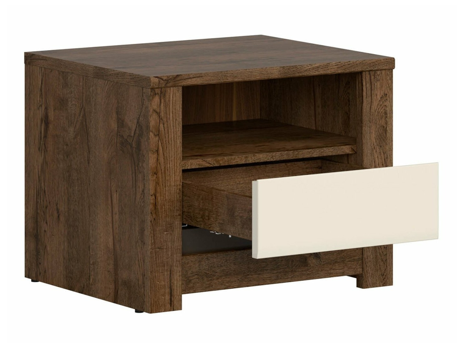 Bedside table Ophevaru 115 (Glossy cream + April oak)