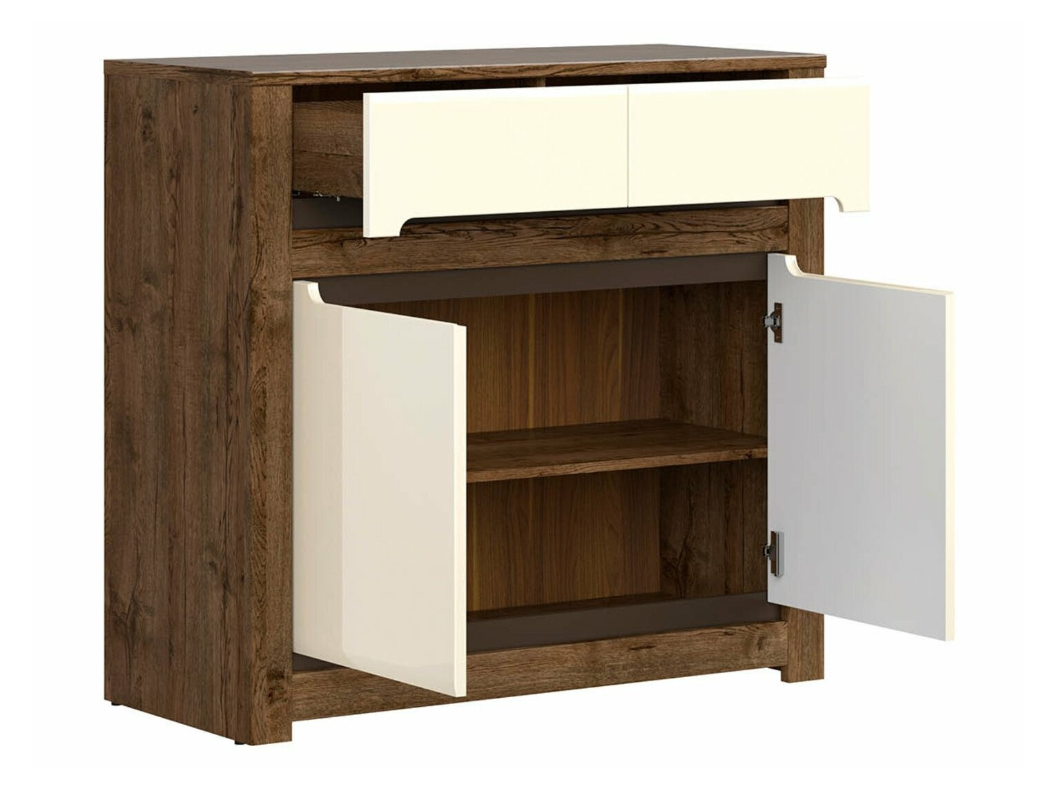 Chest of drawers Ophevaru 100 (Glossy cream + April oak)
