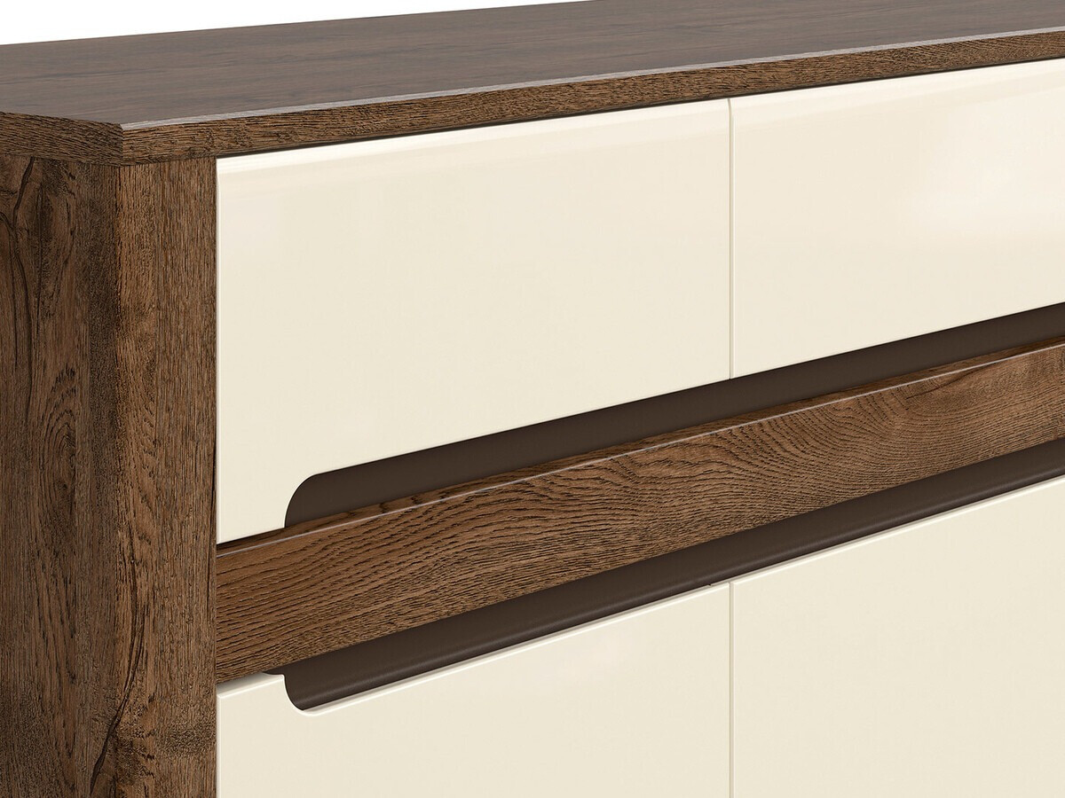 Chest of drawers Ophevaru 100 (Glossy cream + April oak)