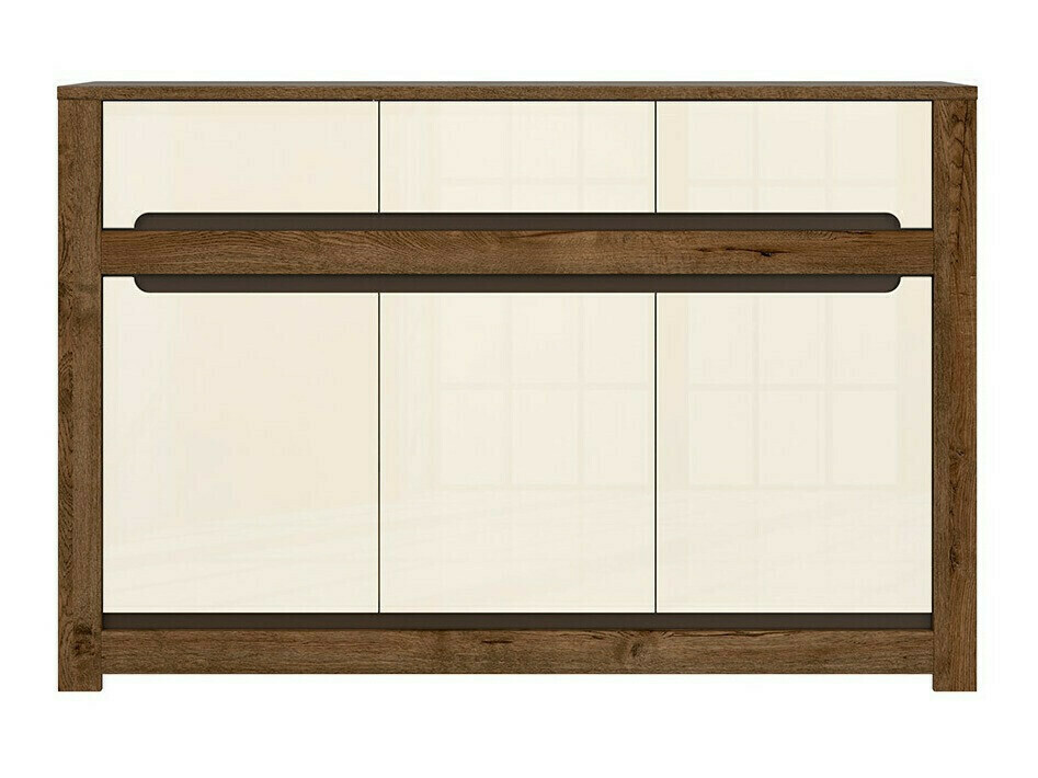 Chest of drawers Ophevaru 101 (Glossy cream + April oak)