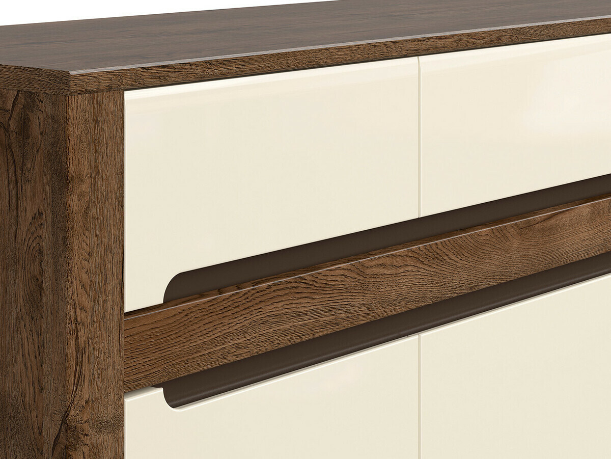 Chest of drawers Ophevaru 101 (Glossy cream + April oak)