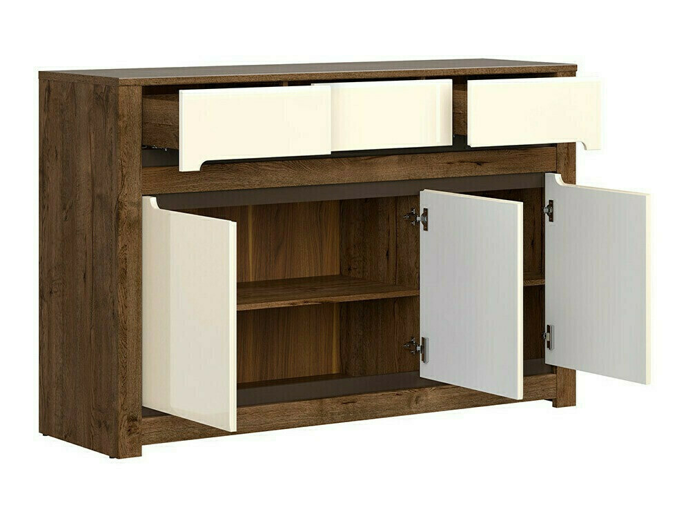 Chest of drawers Ophevaru 101 (Glossy cream + April oak)