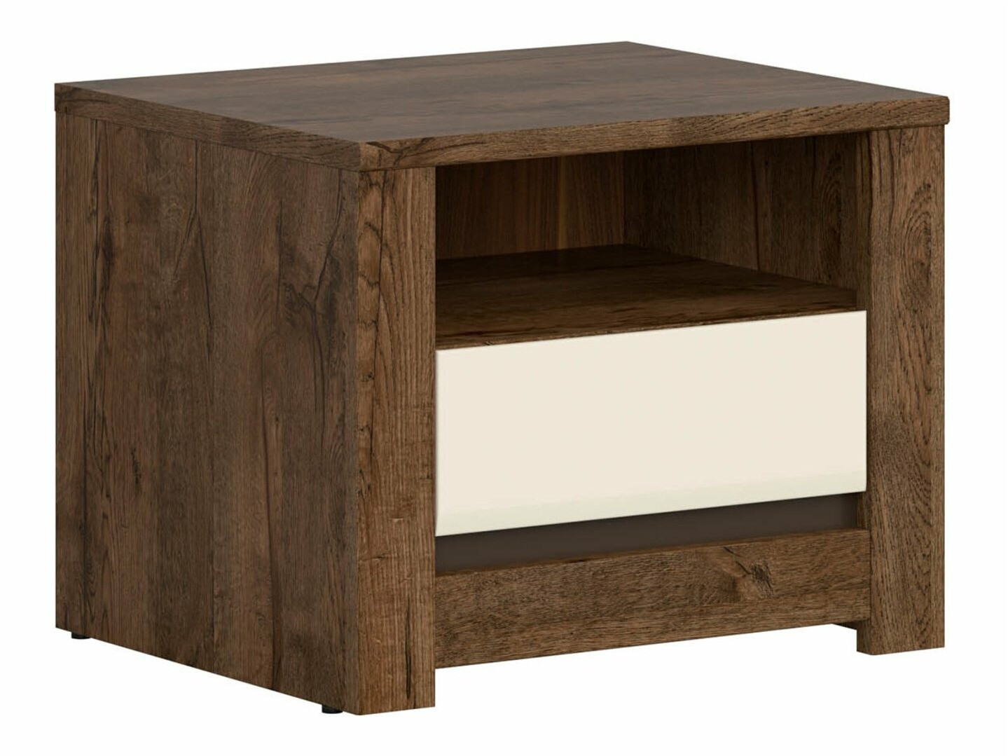 Κομοδίνο Ophevaru 115 (Γυαλιστερό κρεμ + April δρυς)