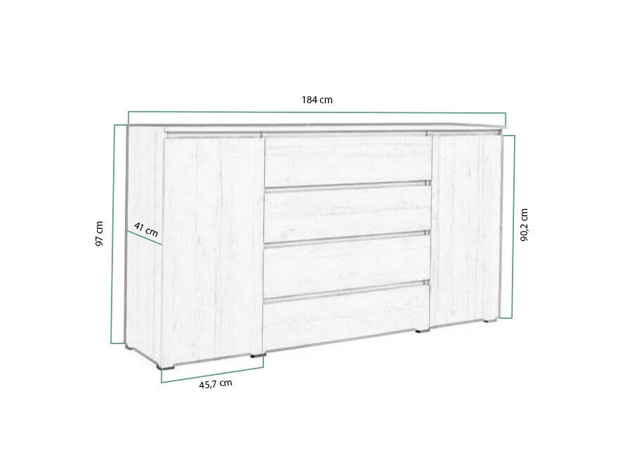 Συρταριέρα Cirdora 105 (Άσπρο)