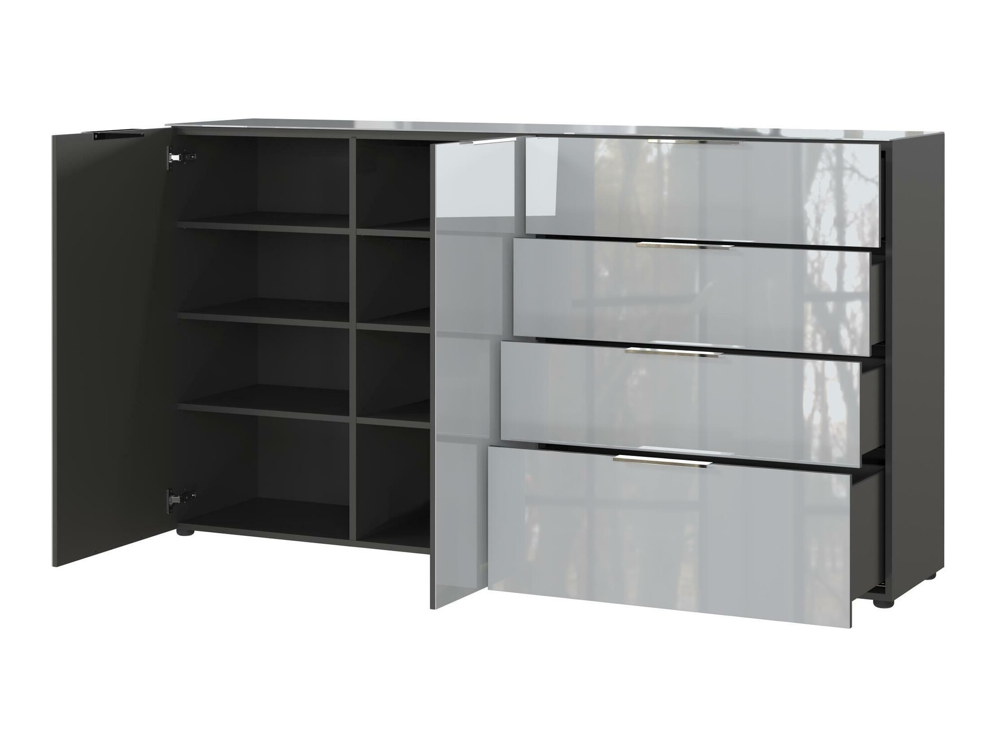 Συρταριέρα Sacramento 302 (Γραφίτης + Γυαλιστερό Γκρι)