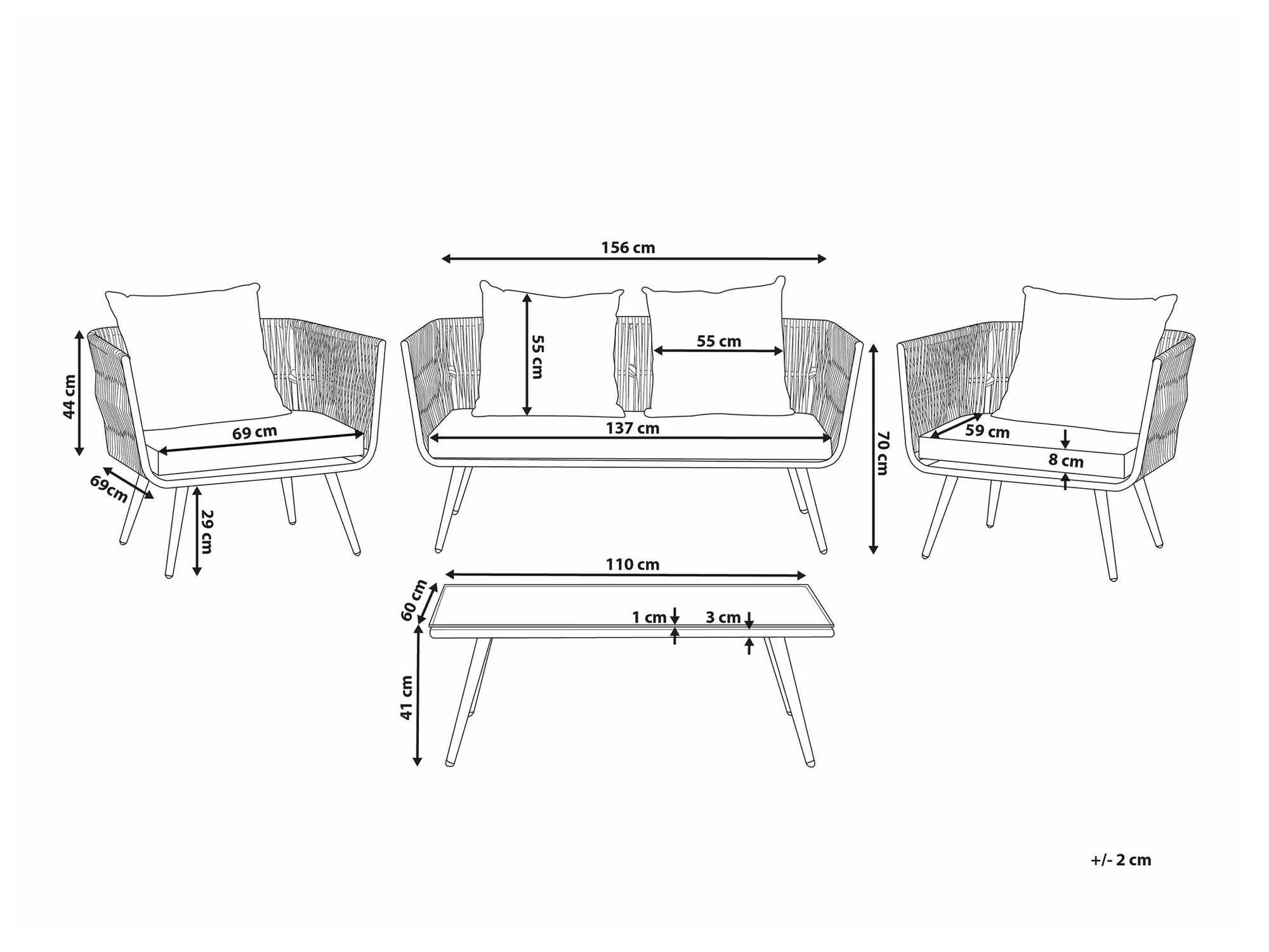 Outdoor furniture set Berwyn 1848 (Grey + Black)
