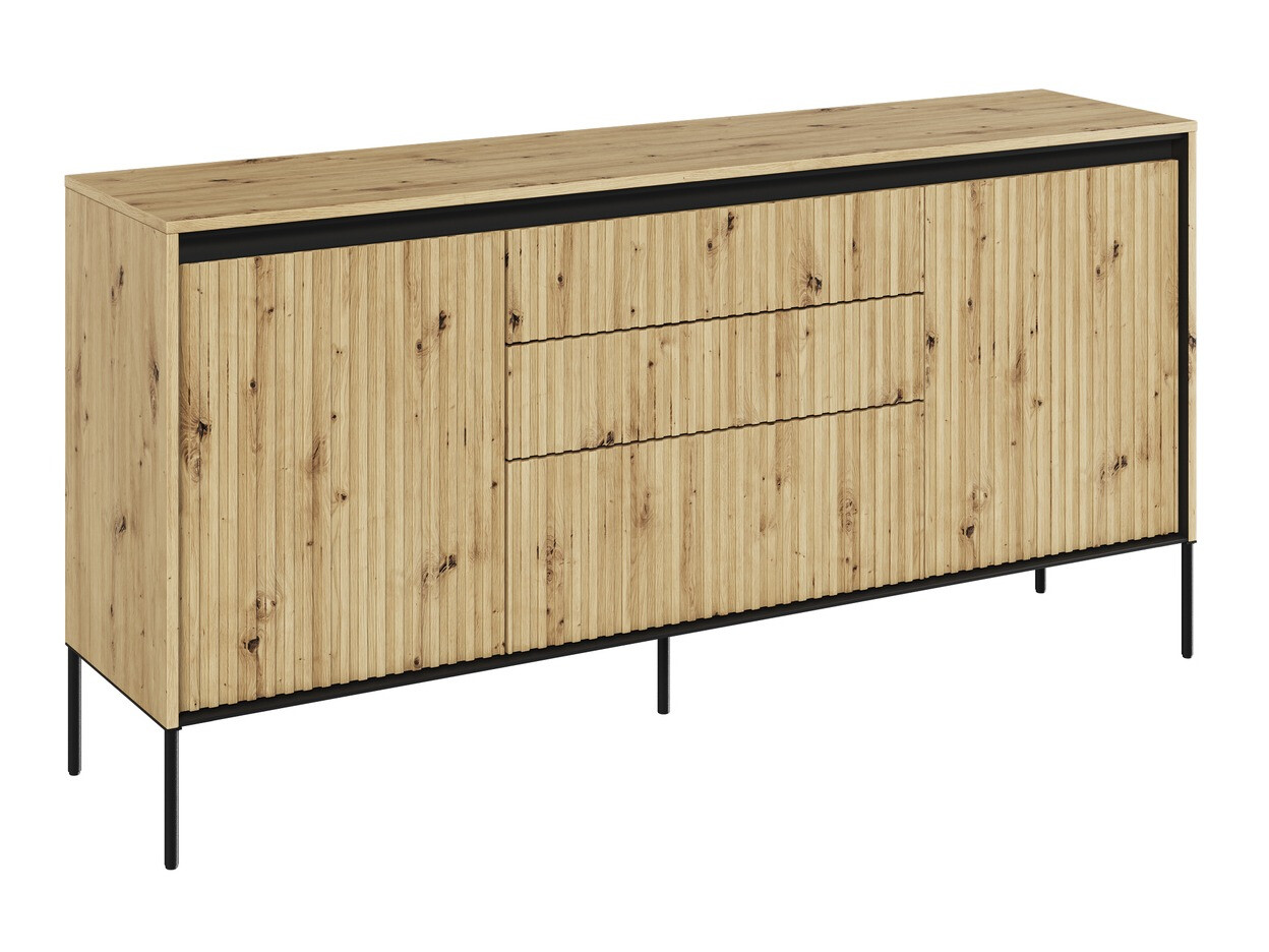 Chest of drawers Fernolu 100 (Artisan oak + Black)