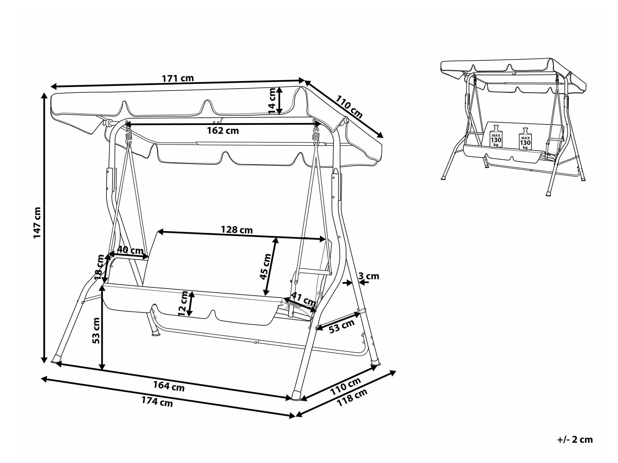 Εξωτερική κούνια Berwyn 1871 (Άσπρο + Μπλε)