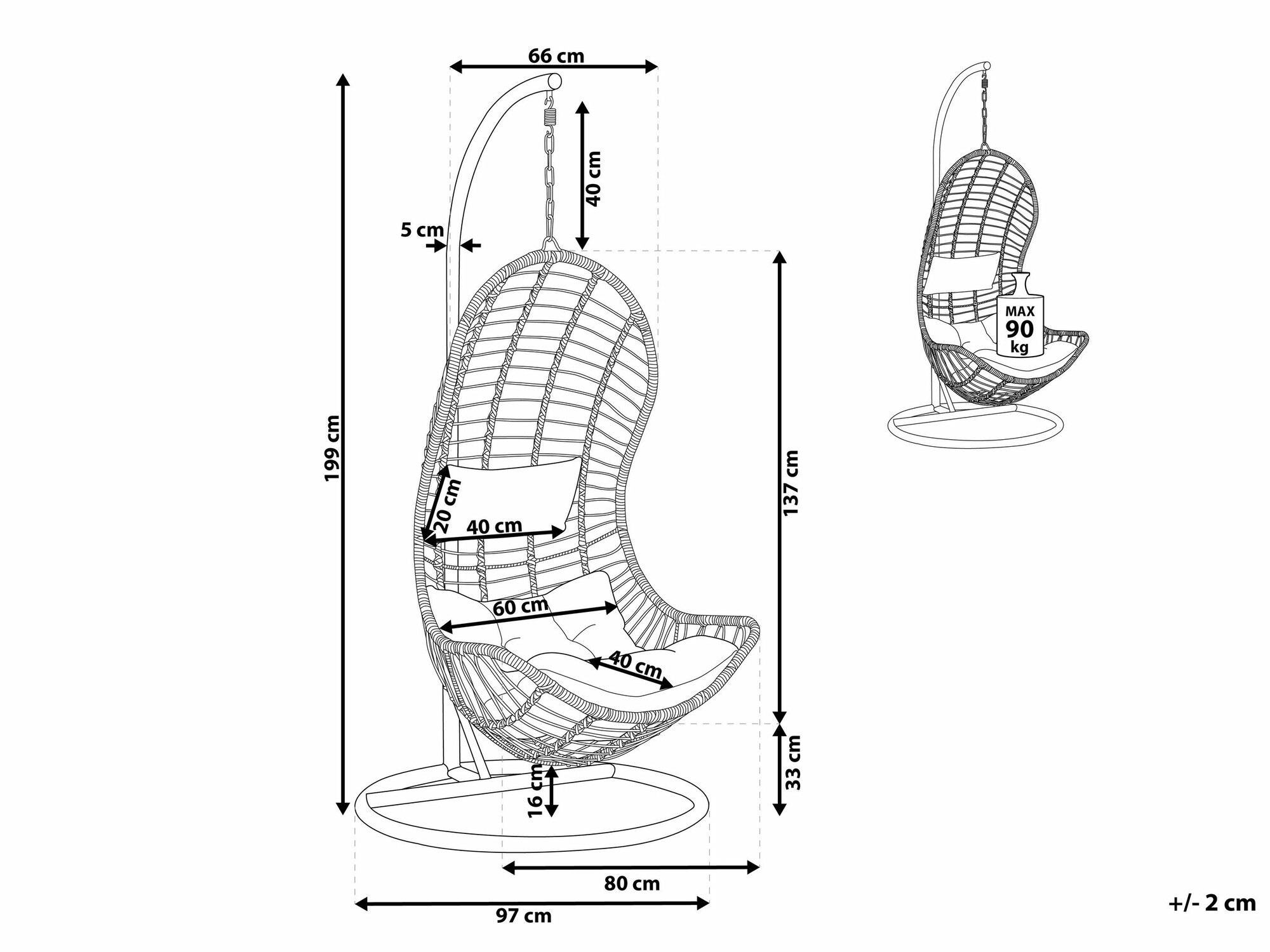 Hanging chair Berwyn 1873 (Grey)
