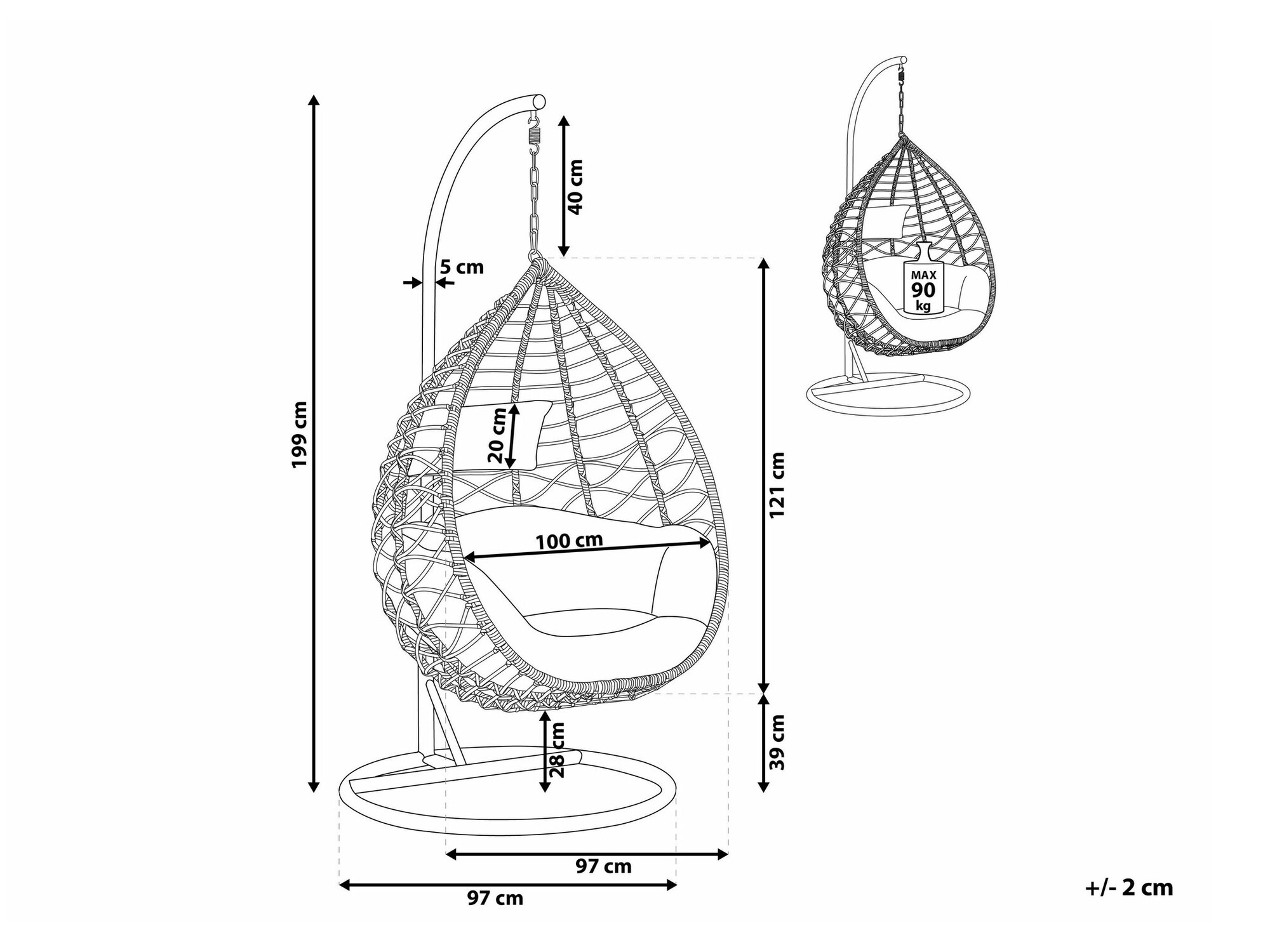 Κρεμαστή πολυθρόνα Berwyn 1859 (Ανοιχτό καφέ)