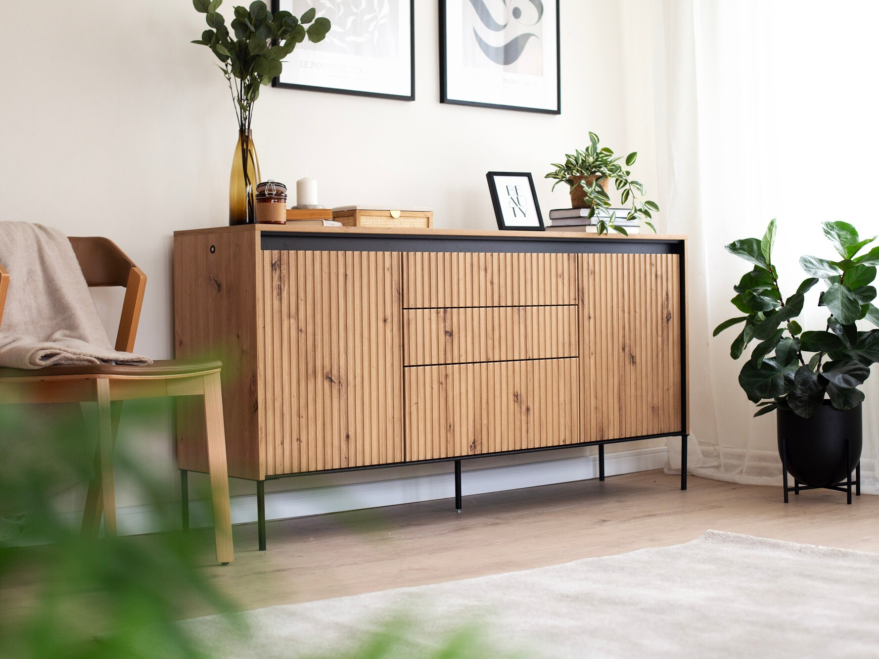 Συρταριέρα Fernolu 100 (Artisan βελανιδιά + Μαύρο)