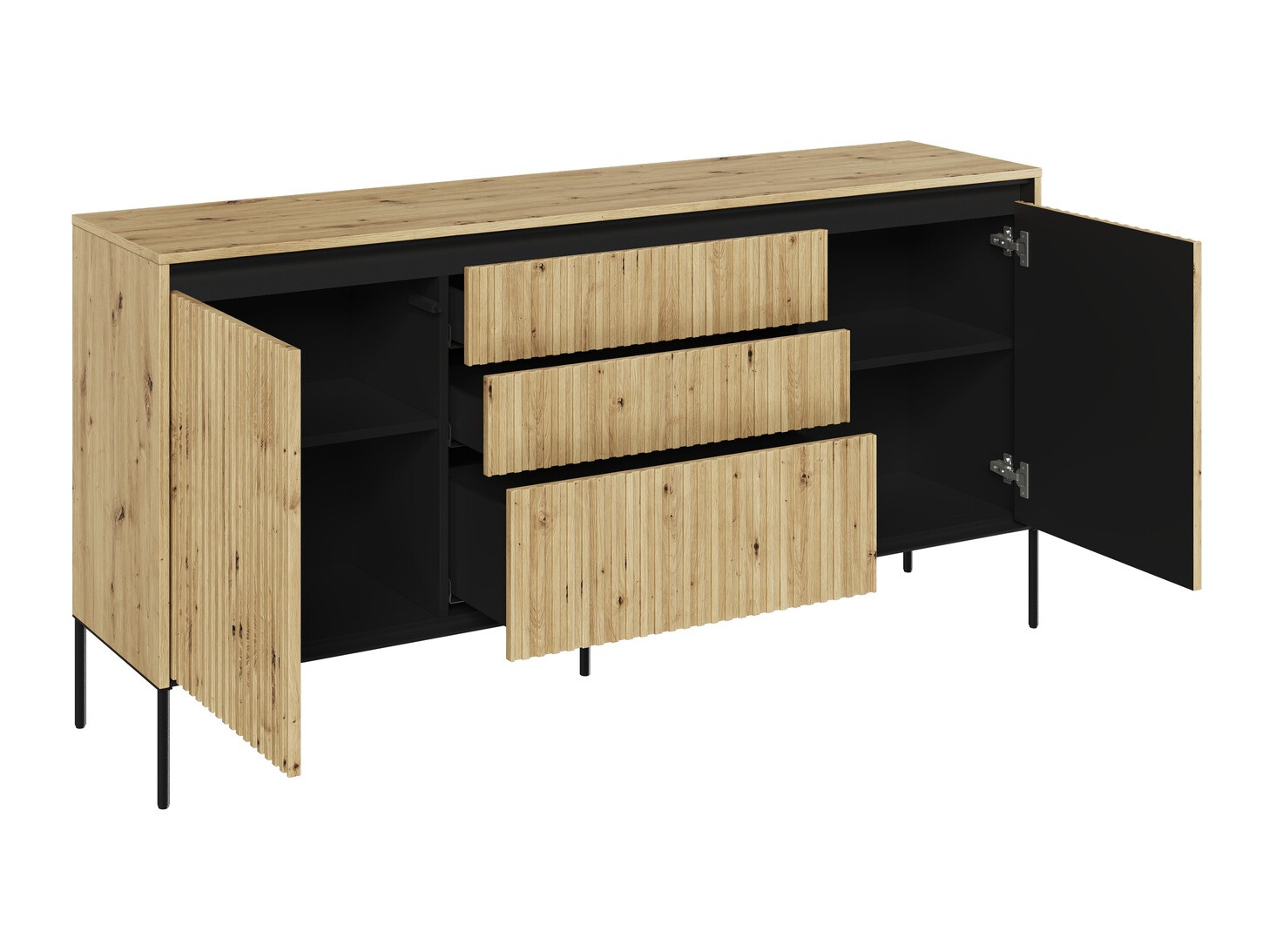 Συρταριέρα Fernolu 100 (Artisan βελανιδιά + Μαύρο)